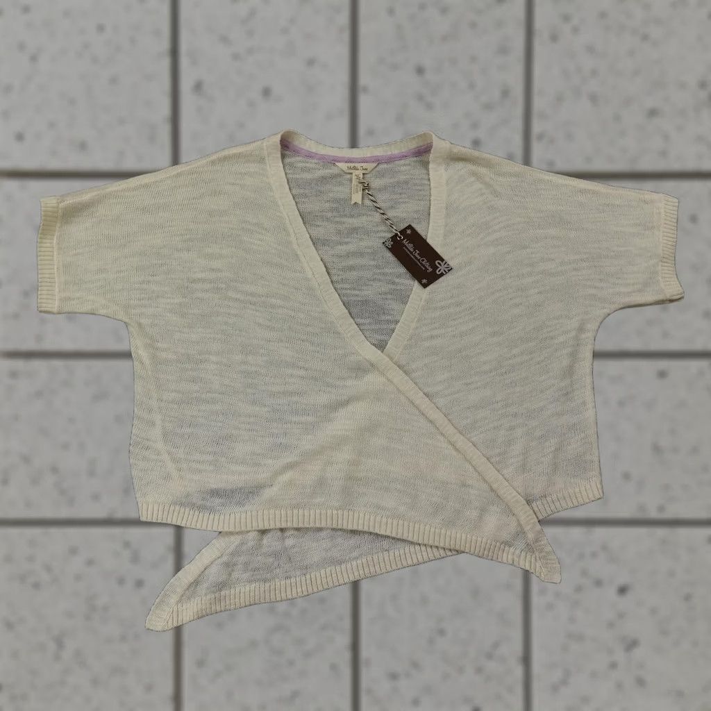 Vintage NEW Matilda Jane Sweater Womens M White Cream Short Sleeve Wrap Knit Cardigan Size M / US 6-8 / IT 42-44 - 1 Thumbnail