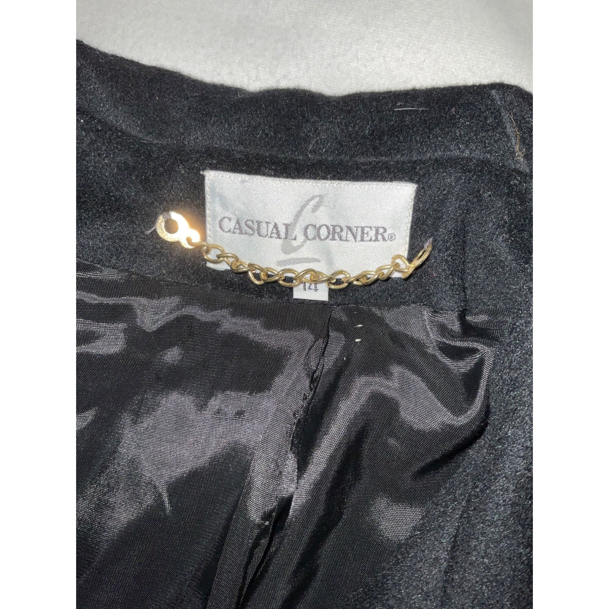 Other Casual Corner Women Wool blend long black Coat SZ14 bust58i Size XL / US 12-14 / IT 48-50 - 3 Thumbnail