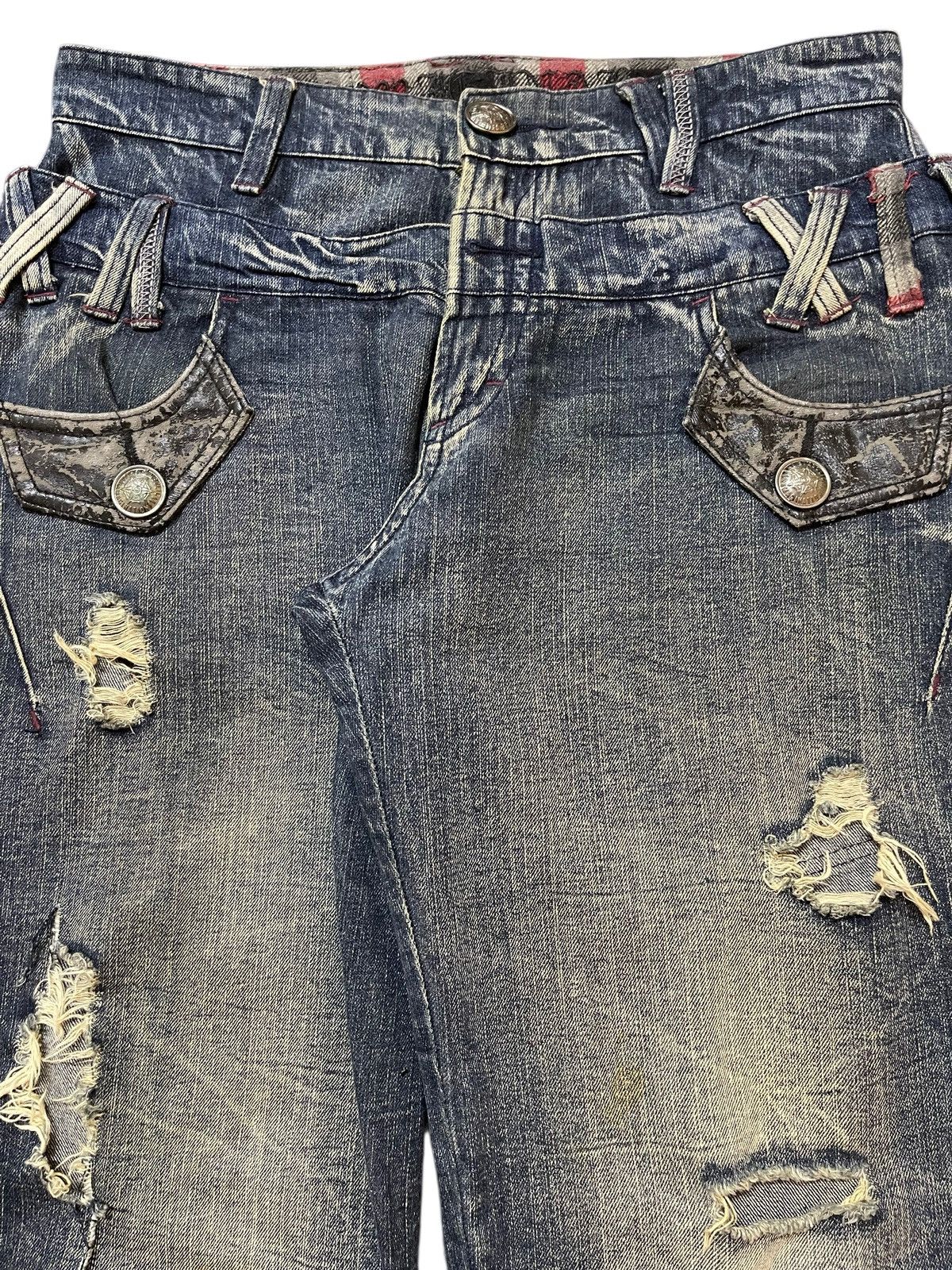 If Six Was Nine Vintage Japanese Brand Double Waist Thunder Wash Distressed Size US 32 / EU 48 - 4 Thumbnail