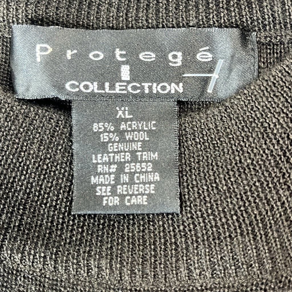 Protege Protégé Collection Mens XL Wool Blend Leather Trim Sweater Size US XL / EU 56 / 4 - 5 Thumbnail