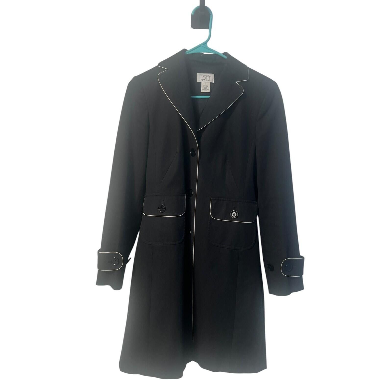 Other Ann Taylor Loft Petites Black Trench Coat Trim Size 6P Size M / US 6-8 / IT 42-44 - 1 Thumbnail