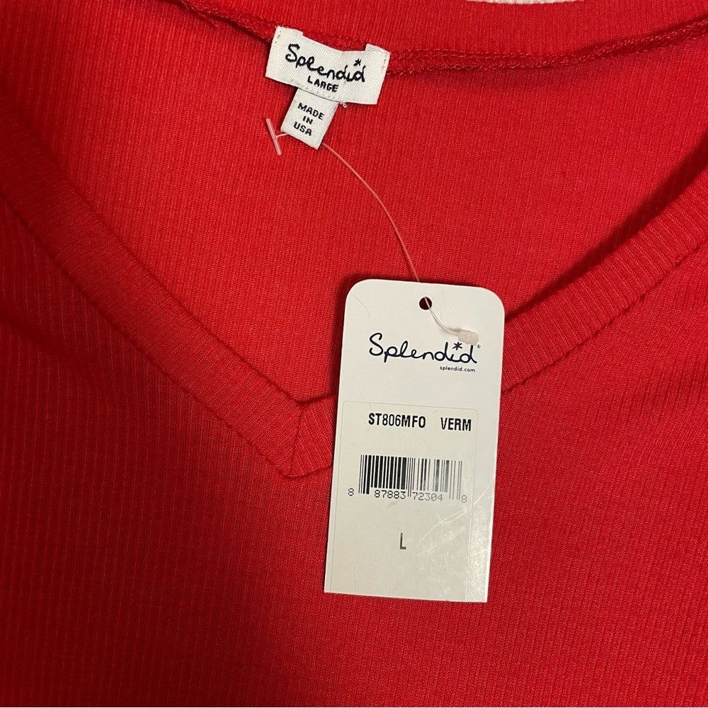 Splendid NWT New Splendid Red V-Neck 3/4 Sleeve Top Size L Size L / US 10 / IT 46 - 6 Thumbnail