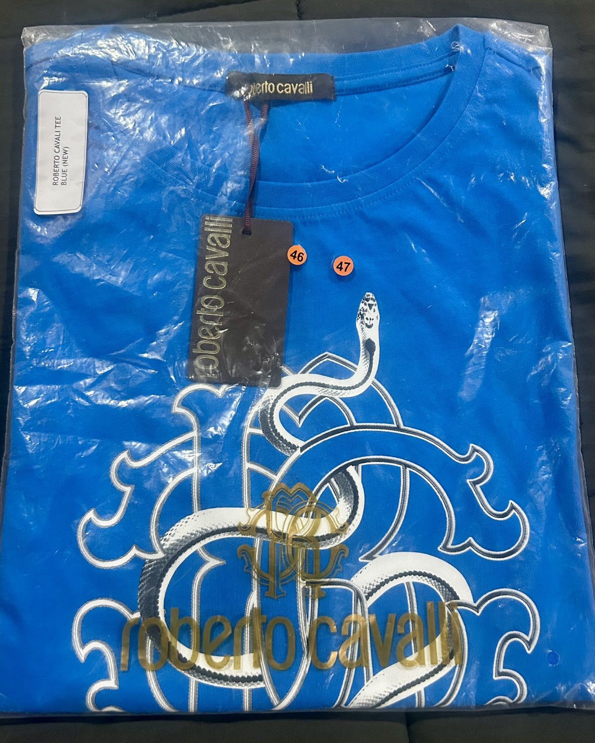 Roberto Cavalli Roberto Cavalli - Snake Logo Monogram Tee “Blue” Size XL Size US XL / EU 56 / 4 - 15 Thumbnail