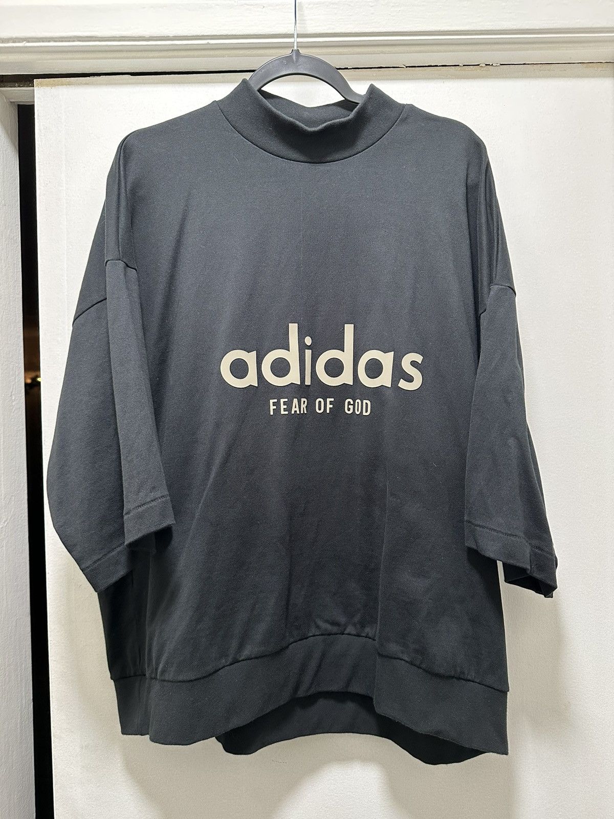 image of Adidas x Fear Of God Athletics Heavy Jersey 3/4 Mock Tee in Black, Men's (Size Medium)