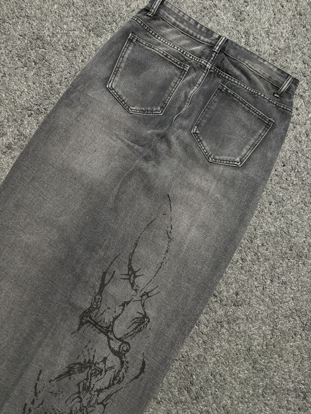 Vintage Vintage wide leg rare gray black fossile baggy jeans denim Size US 33 - 11 Thumbnail