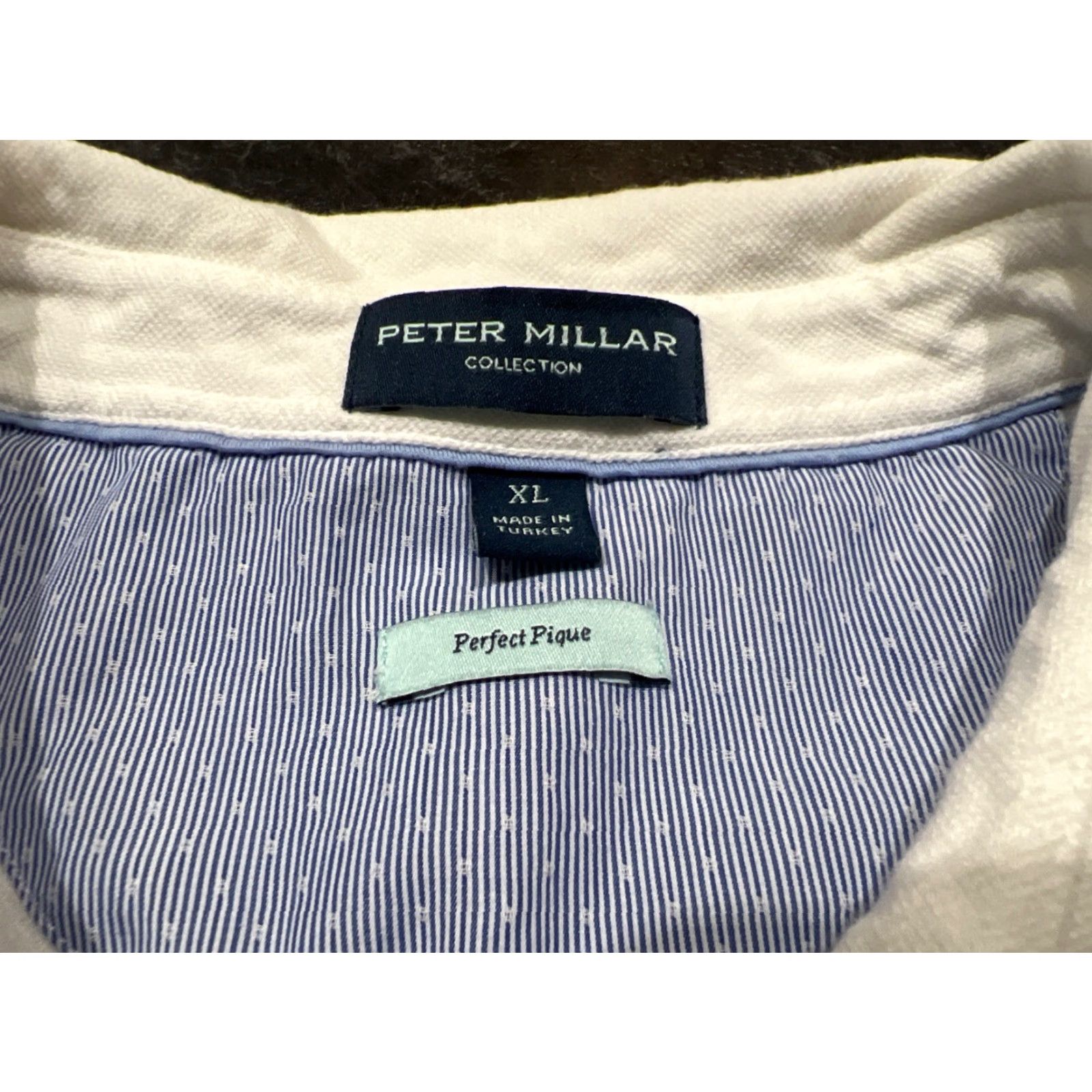 Peter Millar Peter Millar Men's Polo Shirt S/S White Solid Short Sleeve Collared Button Pullover Golf Casual Activewear Stretch Logo 100% Wearable Size US M / EU 48-50 / 2 - 5 Thumbnail