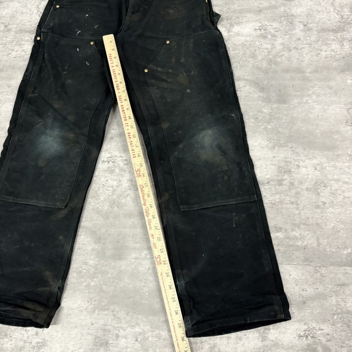 Carhartt × Vintage 90s crazy distressed vintage Carhartt double knee faded blk Size US 30 / EU 46 - 5 Thumbnail