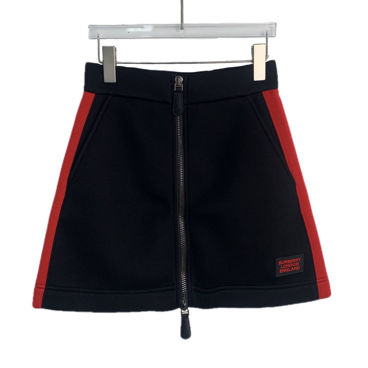 Burberry Burberry Black Logo Badge Zipper Casual Mini Skirt K26WX Size 26" / US 2 / IT 38 - 1 Thumbnail