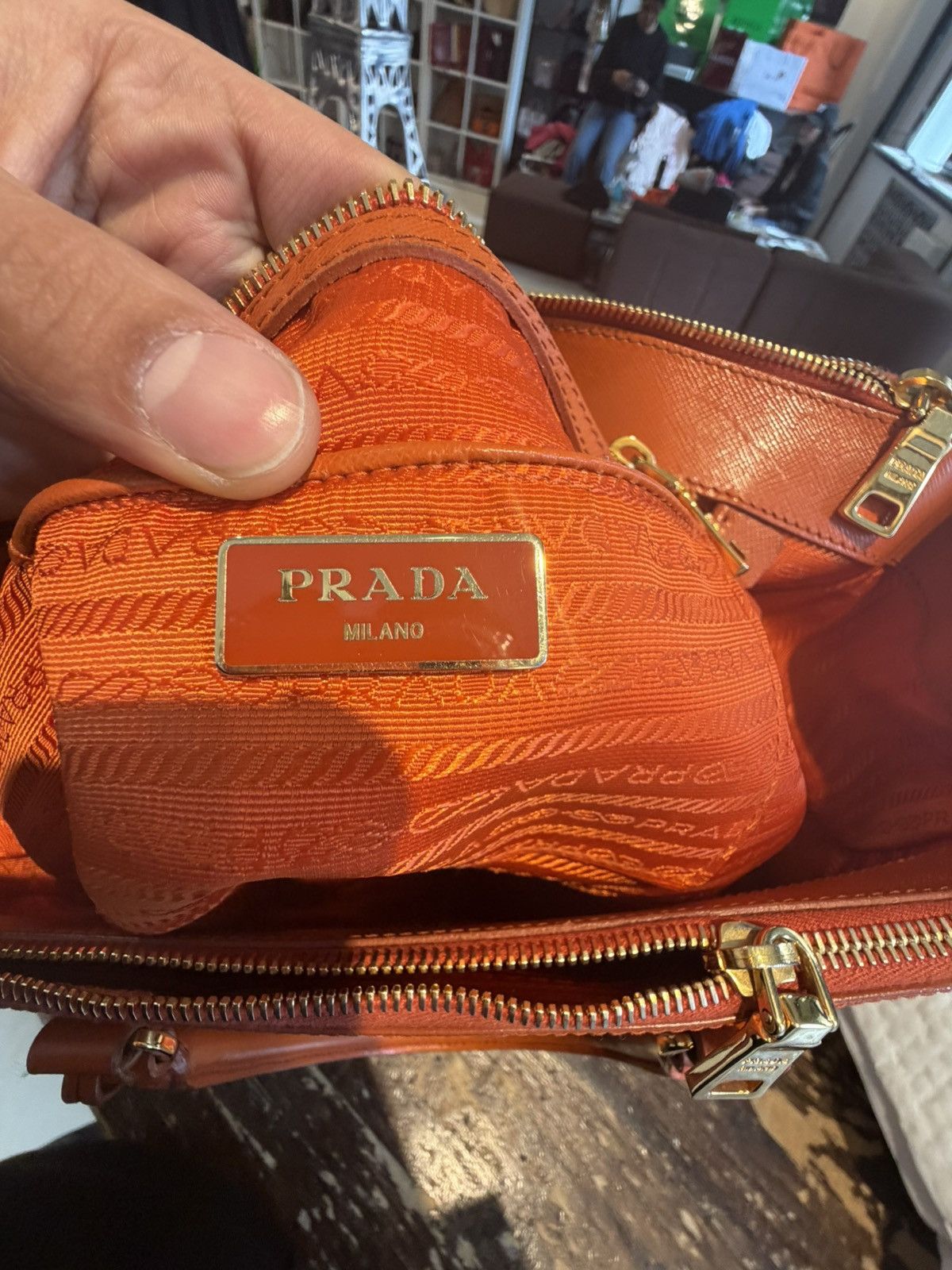 Prada Prada Galleria Saffiano Leather Tote – Papaya ✨ Size ONE SIZE - 13 Thumbnail