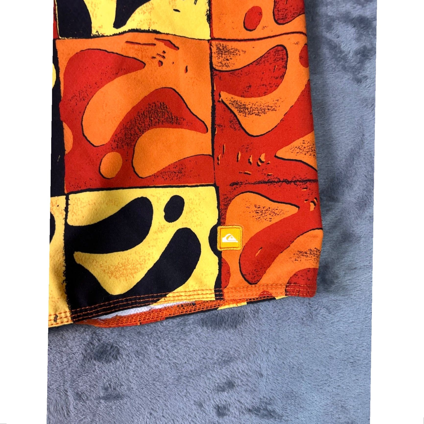 Quiksilver Quiksilver Board Shorts Mens Size 33 Orange Patchwork Print Geometric Drawstring Pocket Surfing Bottom Size US 33 - 7 Thumbnail