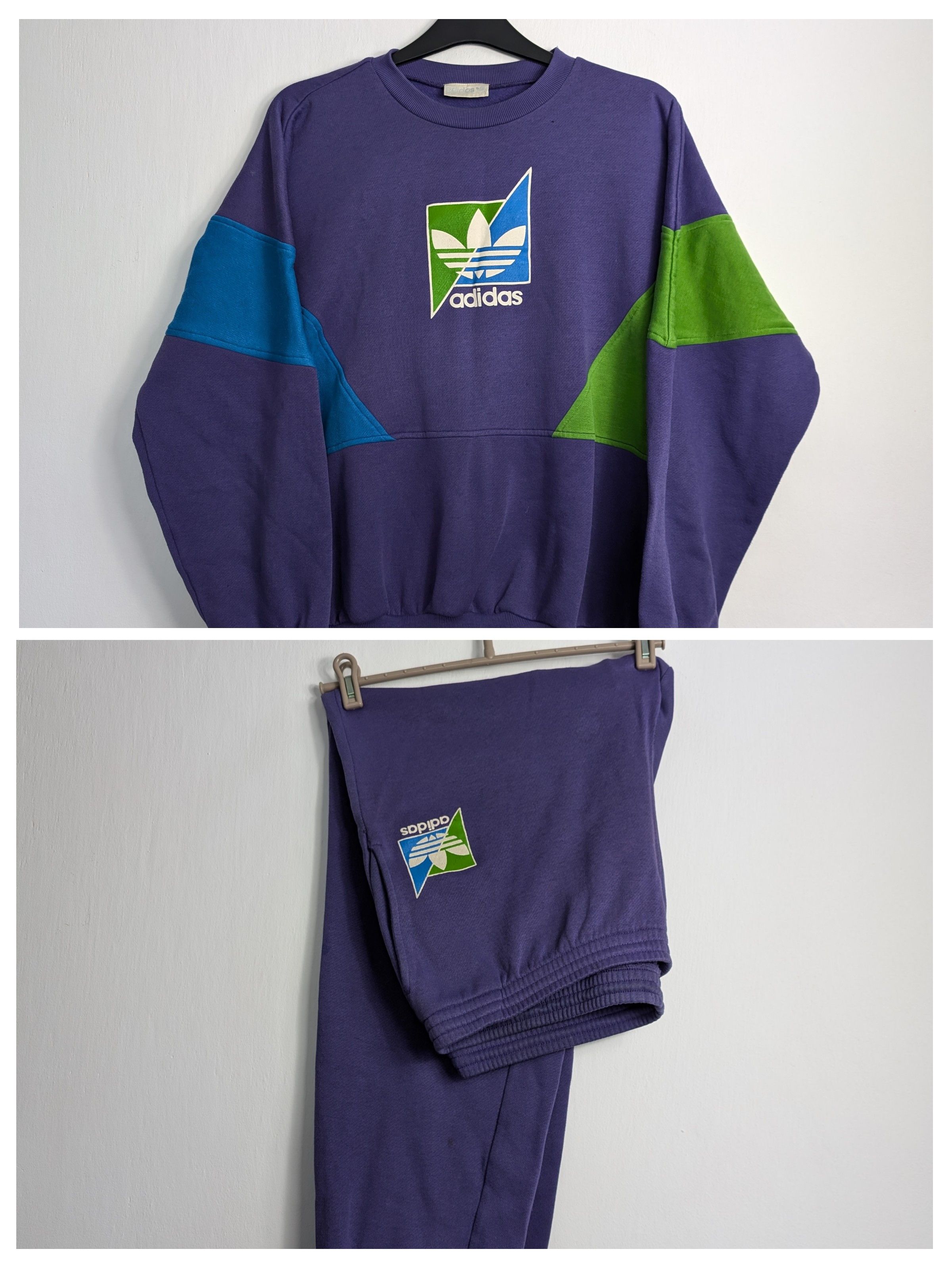 Adidas × Vintage Vintage 90s Adidas Tracksuit Set Purple Colour Block Size US XL / EU 56 / 4 - 1 Thumbnail