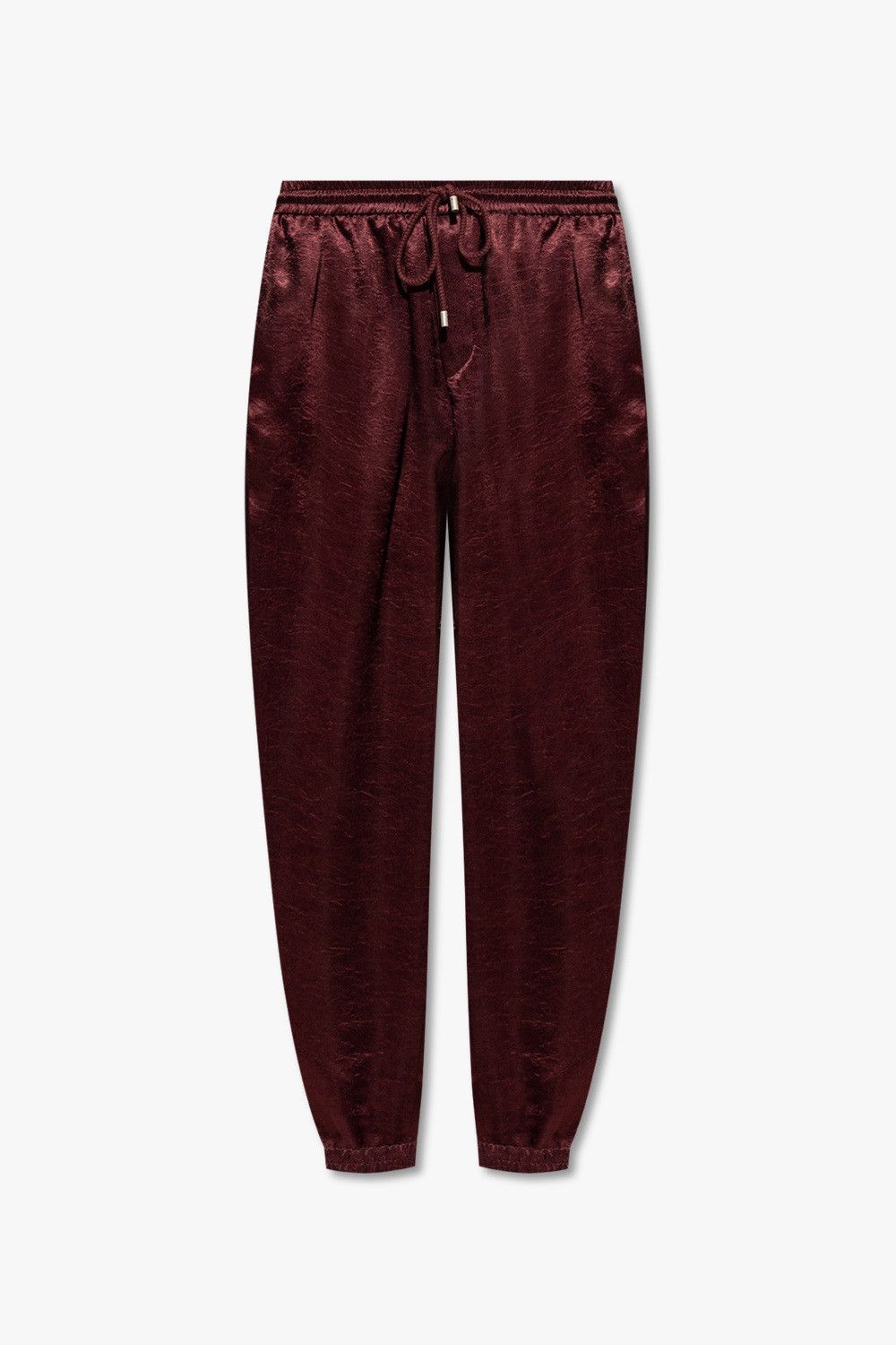 image of Saint Laurent Paris Saint Laurent Drawstring Track Pants - Burgundy Satin, Men's (Size 34)