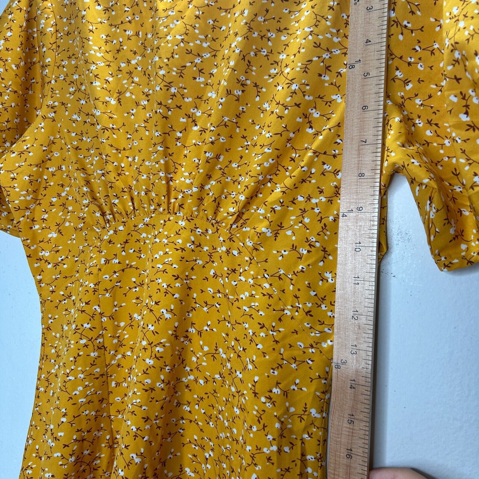 Other Tu by Catu Yellow Floral Short Sleeve High Neck Mini Dress Size S / US 4 / IT 40 - 7 Thumbnail