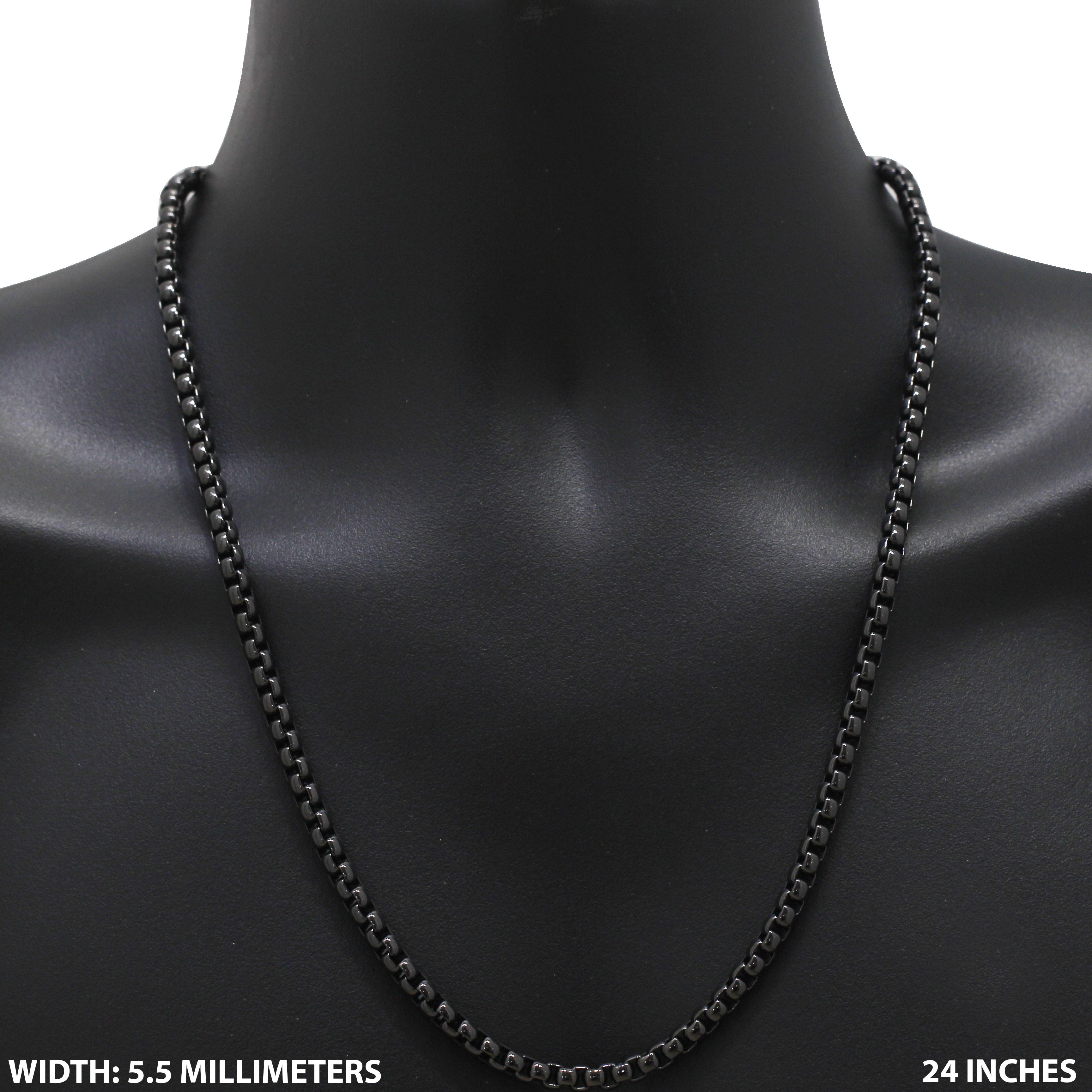 Other 316L Stainless Steel Black 5.5mm Box Chain Necklace 24” Size ONE SIZE - 1 Thumbnail