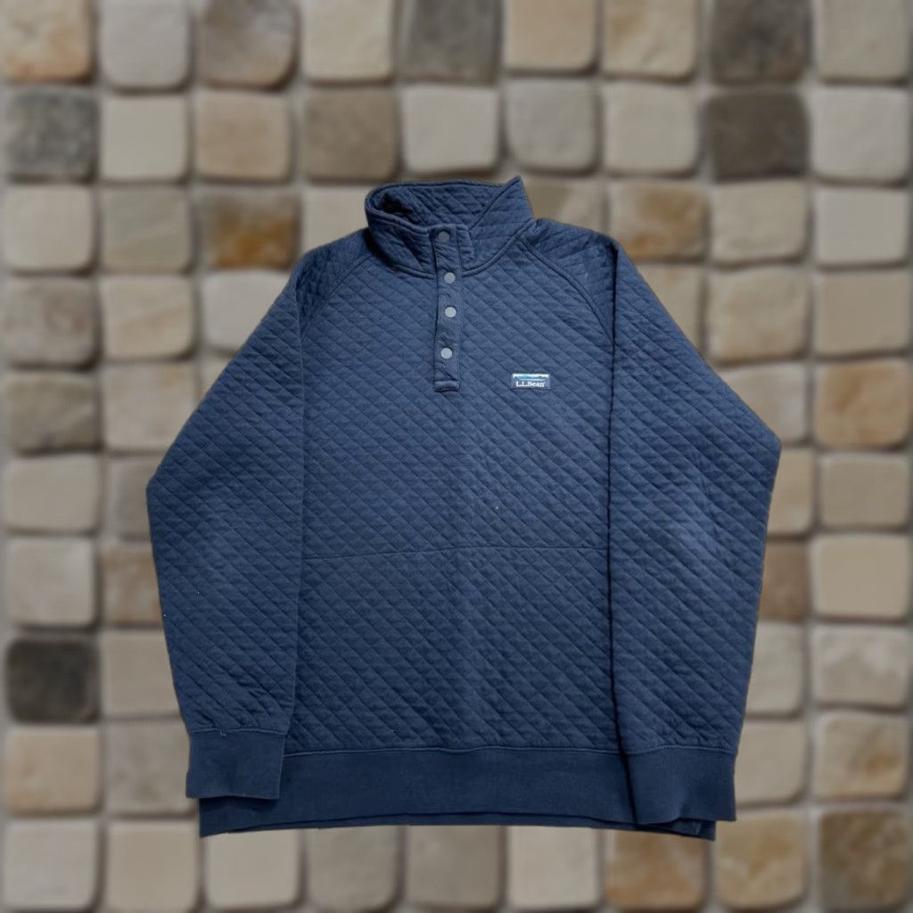 Vintage L.L. Bean Sweatshirt Mens XL Blue Quilted Logo Raglan Sleeve 1/4 Snap Henley Pocket Easy Care 90s Outdoor Classic Modern Mens Size US XL / EU 56 / 4 - 1 Thumbnail