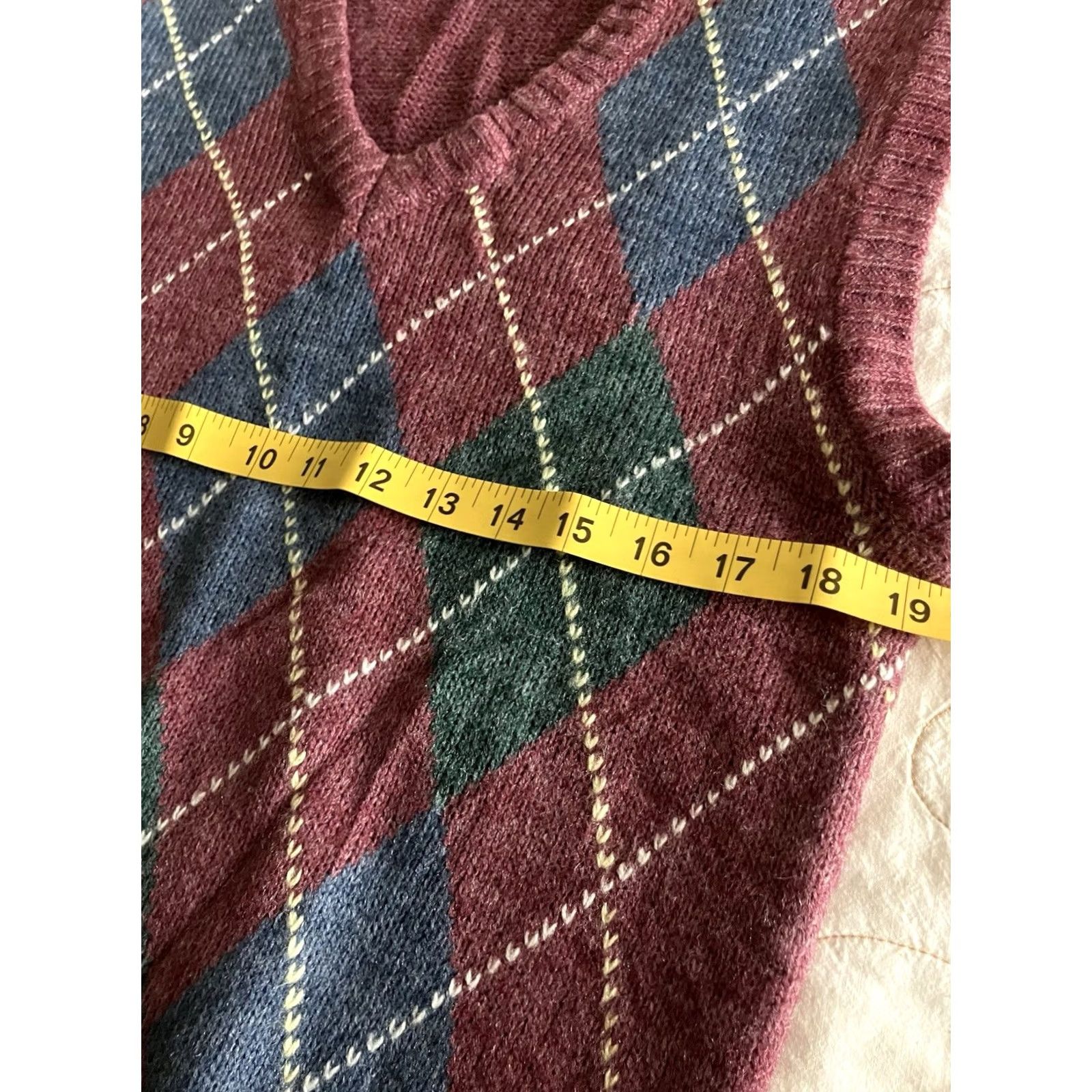 Arrow VINTAGE Arrow Vest Main Point Arrow Vest Men M Red Argyle V-Neck Acrylic Size US M / EU 48-50 / 2 - 5 Thumbnail