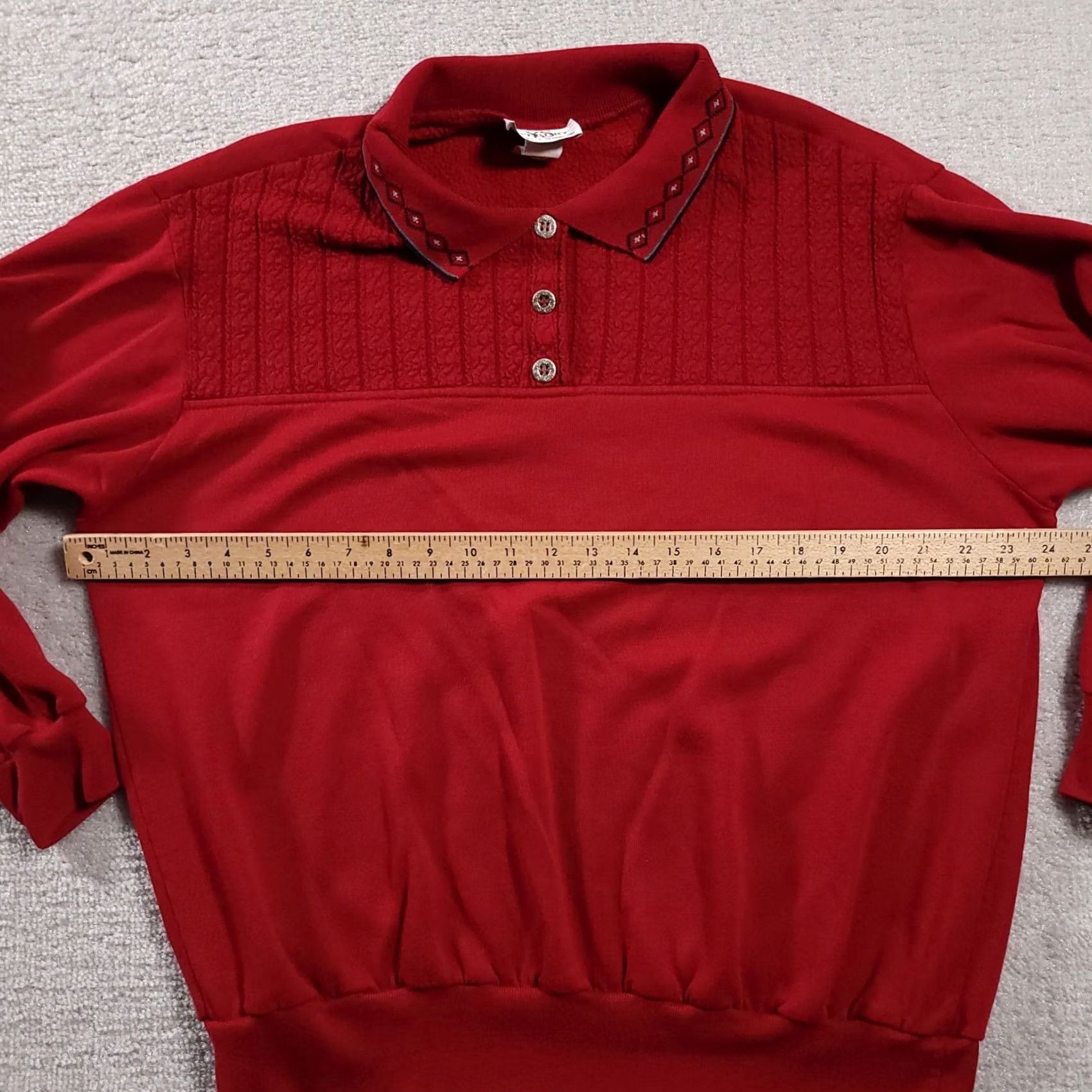 Vintage YS Studio Young Stuff Sweater Women’s 1X Red Long Sleeve Collared Retro VTG Size XL / US 12-14 / IT 48-50 - 3 Thumbnail