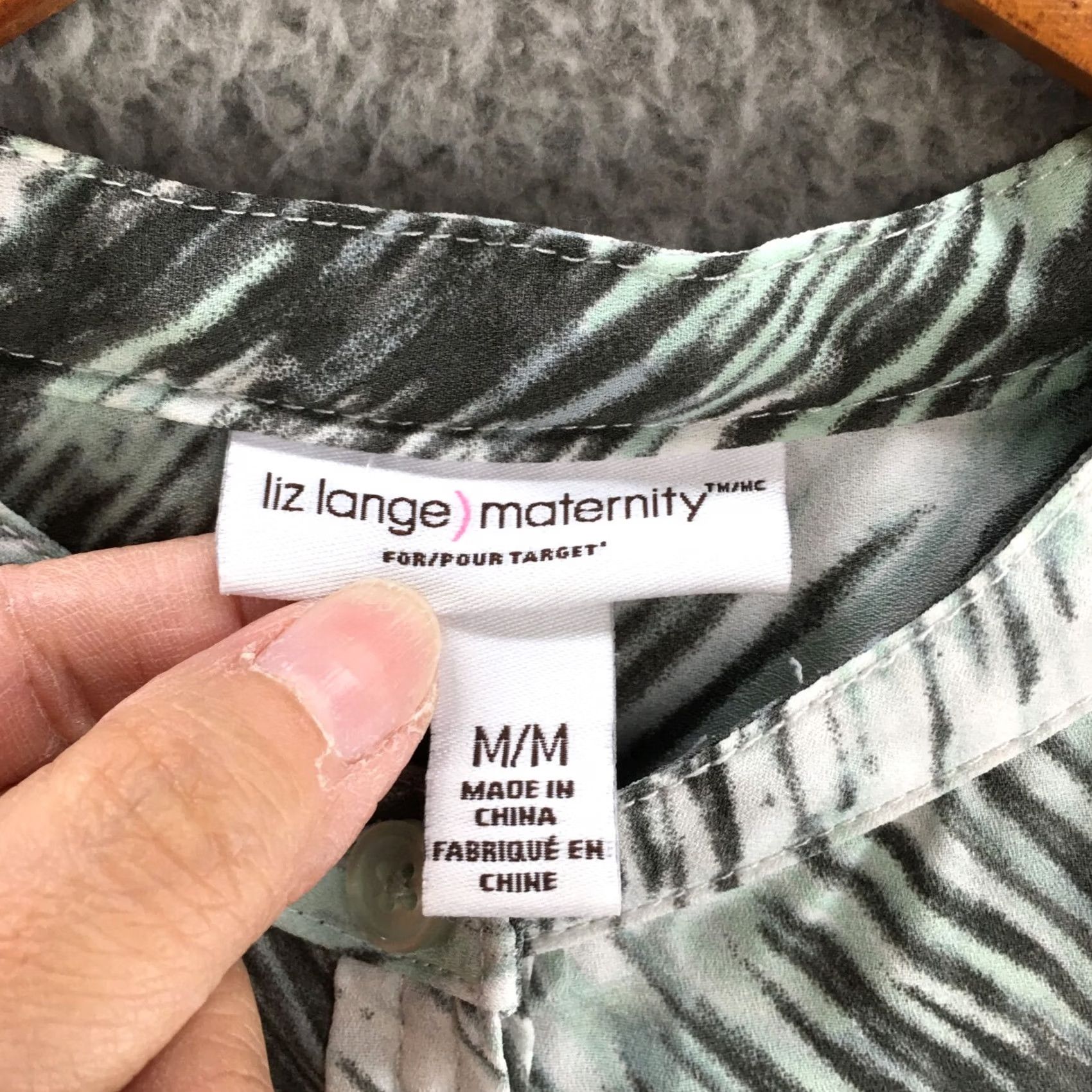 Vintage Liz Lange Maternity Shirt Dress Womens M Blue Grey Button Up Long Sleeve Casual Size M / US 6-8 / IT 42-44 - 6 Thumbnail