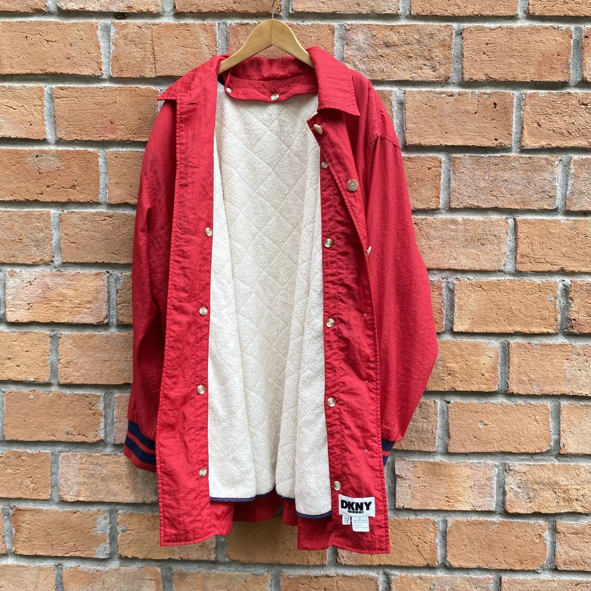 DKNY DKNY Red Button-Up Coach Jacket with Crest Size US S / EU 44-46 / 1 - 14 Thumbnail
