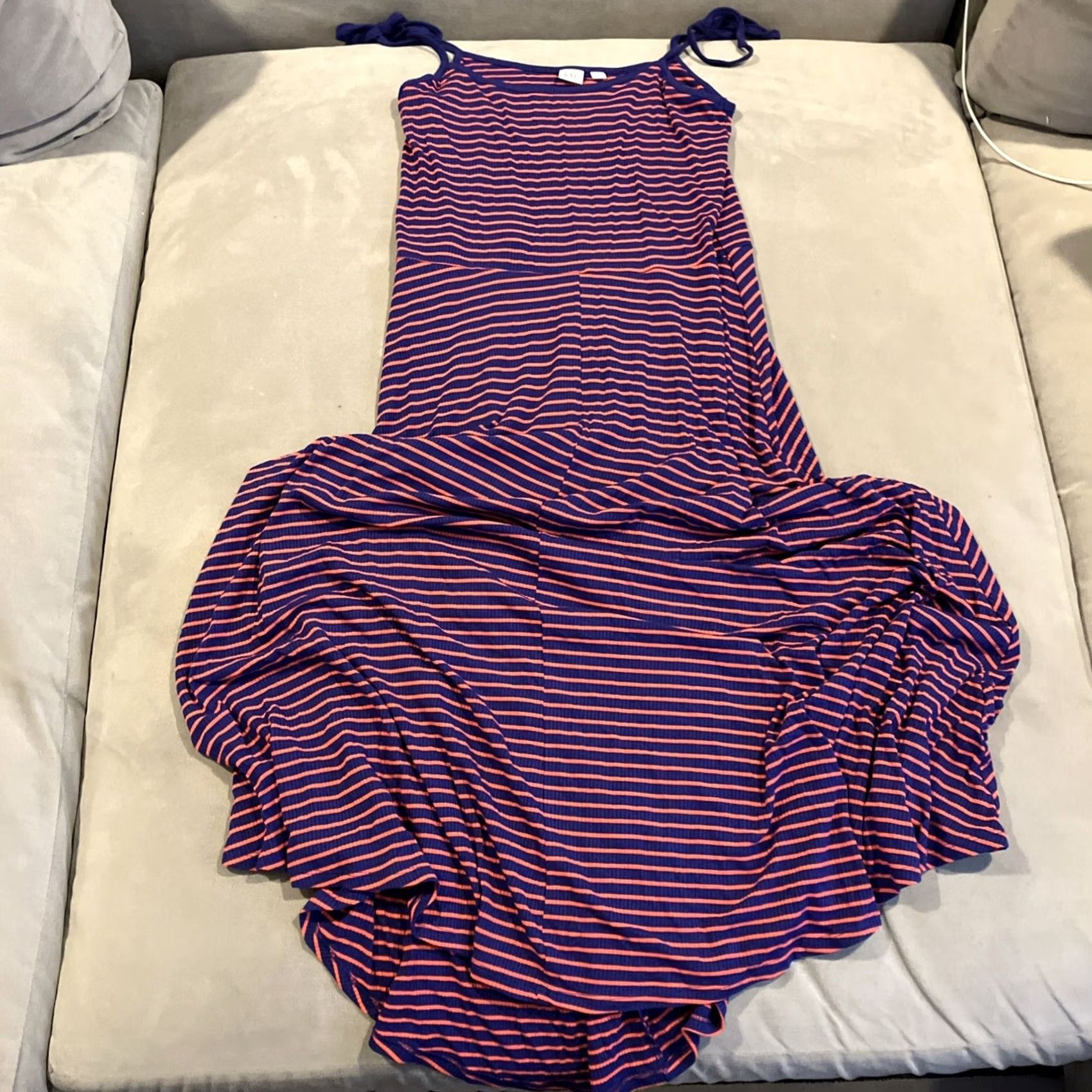 Gap NWT Gap Blue & Red Striped Spaghetti Strap Summer Dress Tall Medium Maxi Sundress Women Size M / US 6-8 / IT 42-44 - 2 Thumbnail