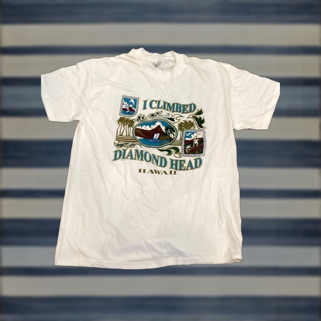 Vintage Beefy-T I Climbed Diamond Head T-Shirt L White Nature Surf Grunge Mens Size US L / EU 52-54 / 3 - 1 Thumbnail