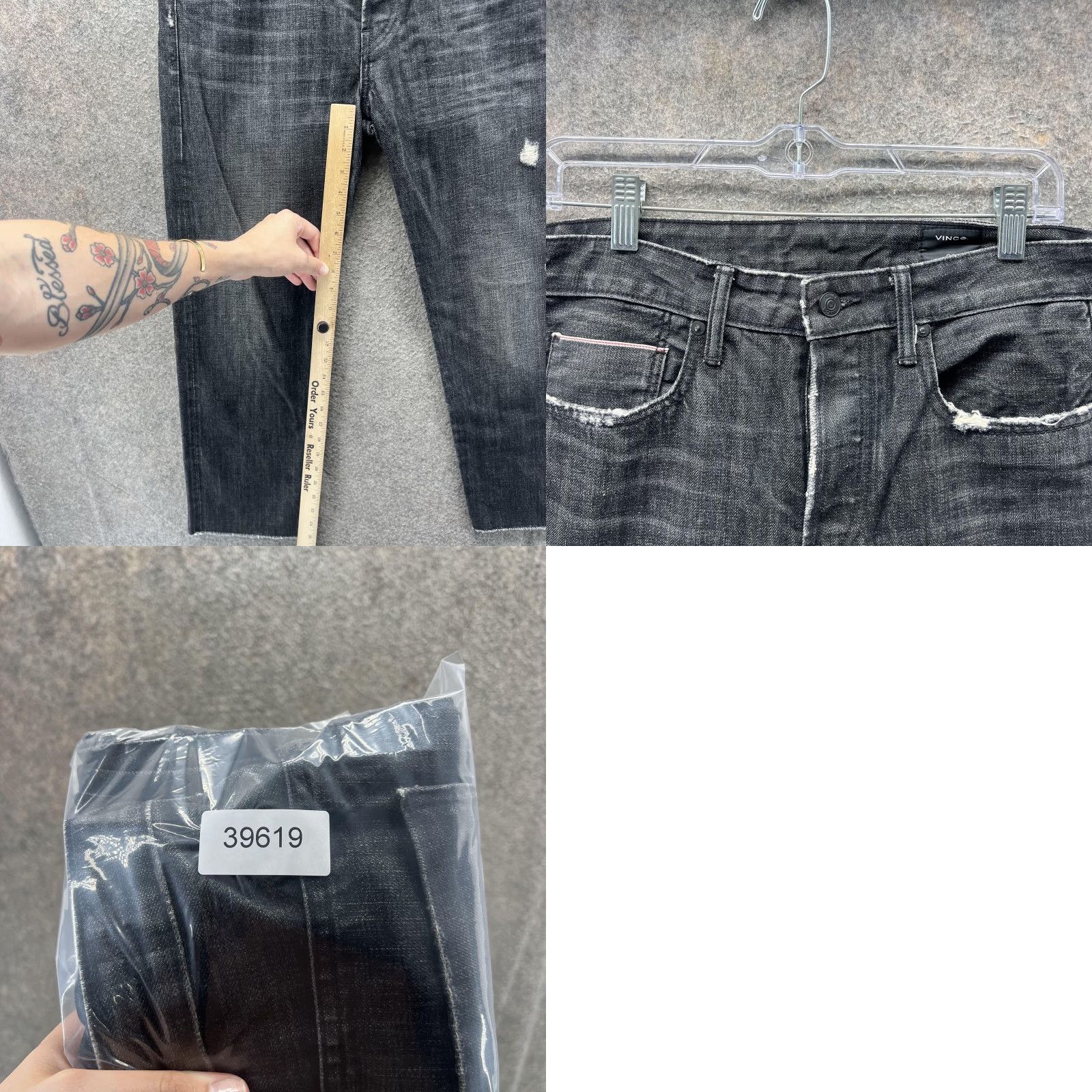 Vince Vince Jeans Womens 26 Gray Charcoal Straight Distressed Raw Hem Denim Jeans Size 26" / US 2 / IT 38 - 8 Thumbnail