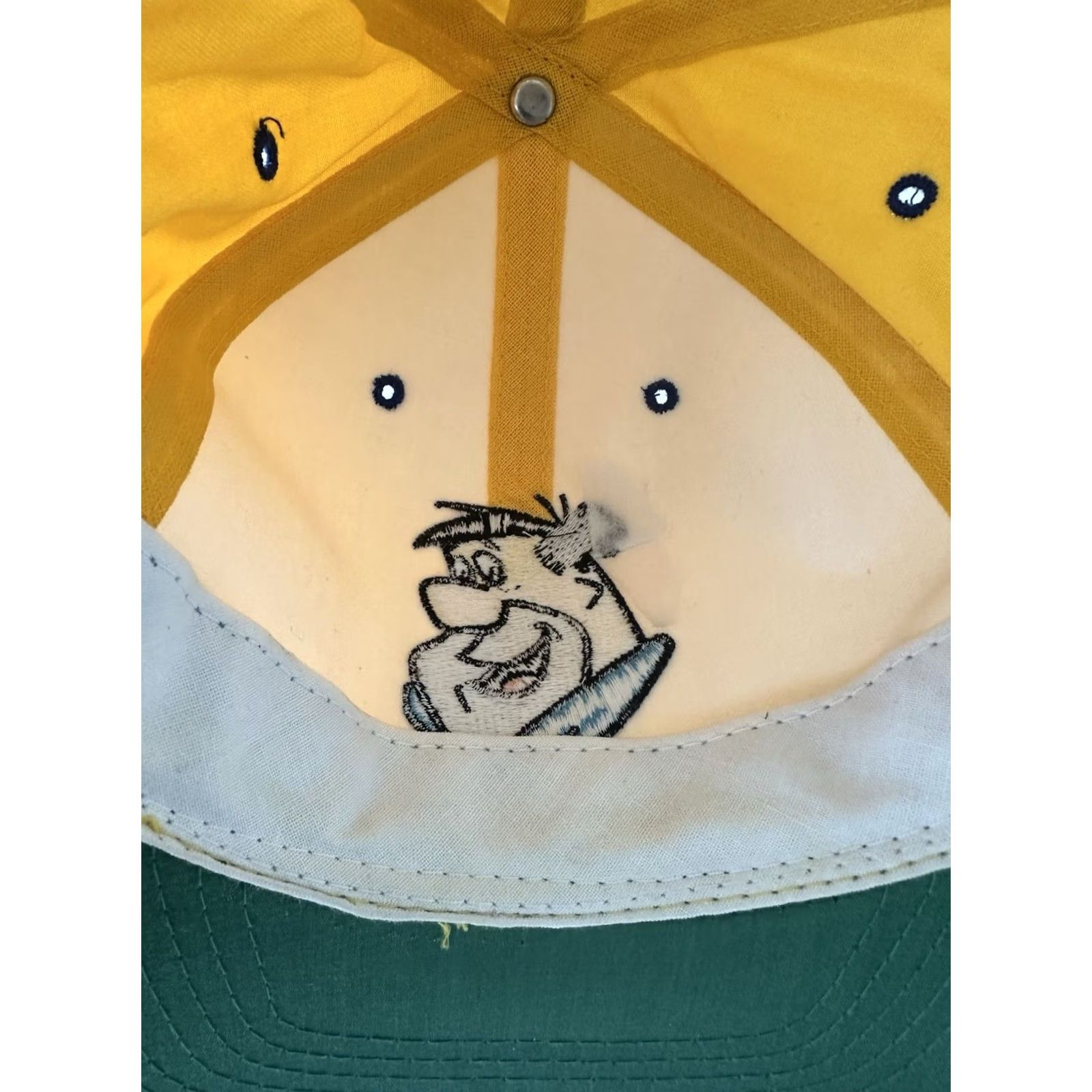 American Needle VINTAGE Fred Flintstone Blockhead Snapback Ball Hat 1993 American Needle NWOT Men One Size Yellow Twill Cotton Polyester Adjustable 90s Size ONE SIZE - 6 Thumbnail