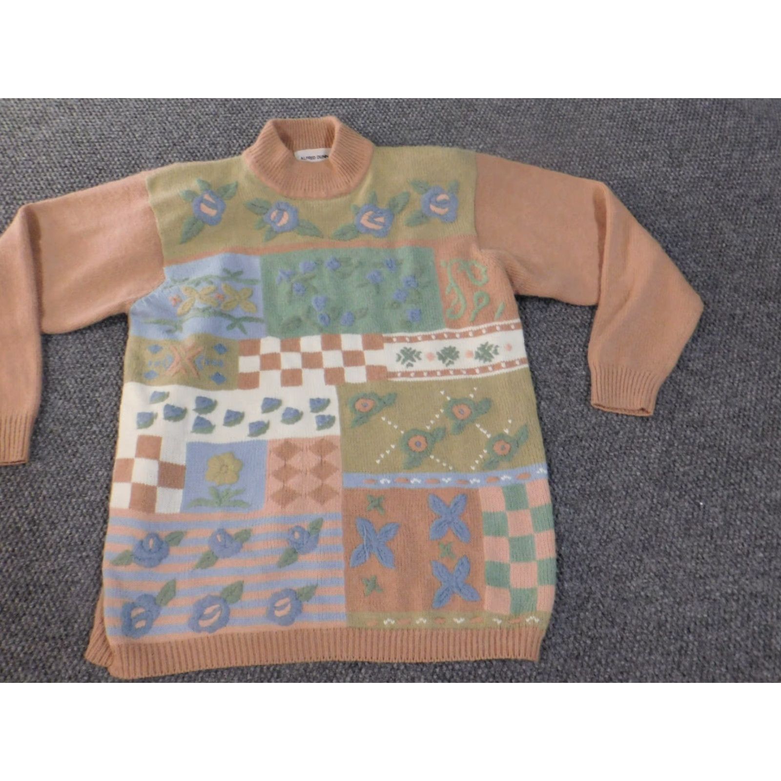 Vintage Alfred Dunner Sweater Pullover Women Large Pink Floral Acrylic Nylon Raglan Sleeve Shoulder Pads Embroidered Knit Casual Size L / US 10 / IT 46 - 2 Thumbnail