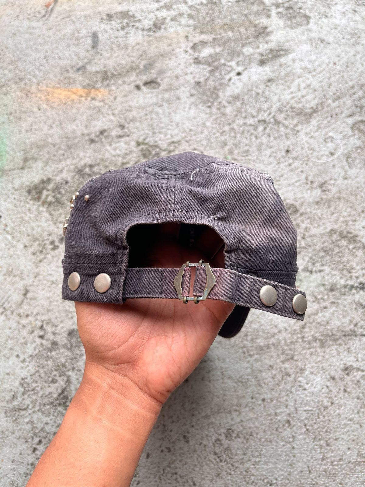 If Six Was Nine × Japanese Brand × Le Grande Bleu (L.G.B.) TWO FOLD DISTRASSED STUDED HAT Size ONE SIZE - 3 Thumbnail