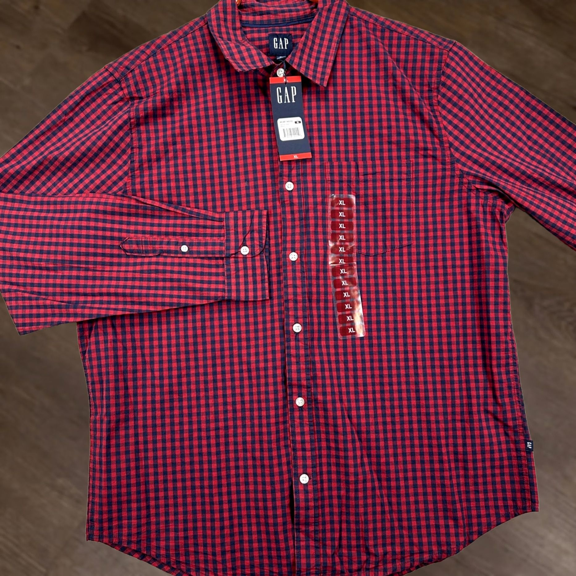 Gap Gap Adult Mens Button Up Shirt XL Red Blue Gingham Check Long Sleeve NEW Size US XL / EU 56 / 4 - 1 Thumbnail