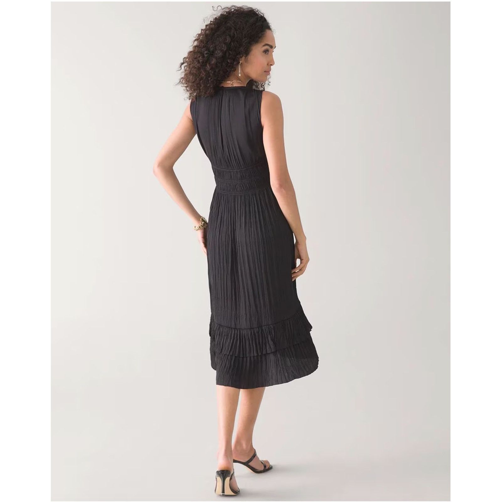 sachin and babi light blue dress White House Black Market WHBM Black Party Petite Sleeveless Satin Pleated  Midi NWT