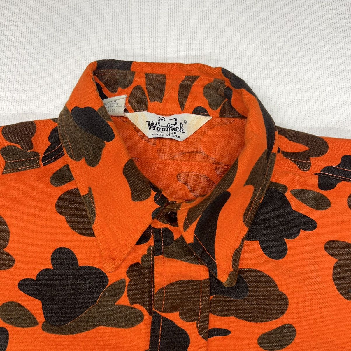 Vintage × Woolrich Woolen Mills VTG Woolrich Shirt Orange Duck Camo Flannel Button Up Size US M / EU 48-50 / 2 - 4 Thumbnail