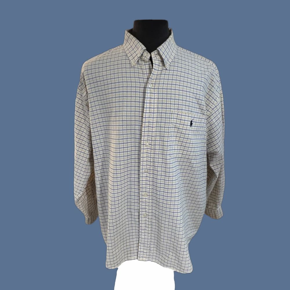 Polo Ralph Lauren VINTAGE Polo Ralph Lauren Big Shirt Mens XL Button-Up Plaid Collared Yellow 100% Cotton Classic Shirt Size US XL / EU 56 / 4 - 1 Thumbnail