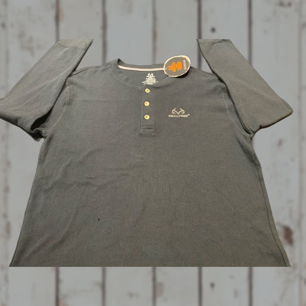 Realtree Realtree Shirt Henley Men's Large Blue Thermal Knit Outdoor Logo - Realtree Thermal Henley Shirt Men L Blue Thermal Outdoor Logo Mens Size US L / EU 52-54 / 3 - 1 Thumbnail