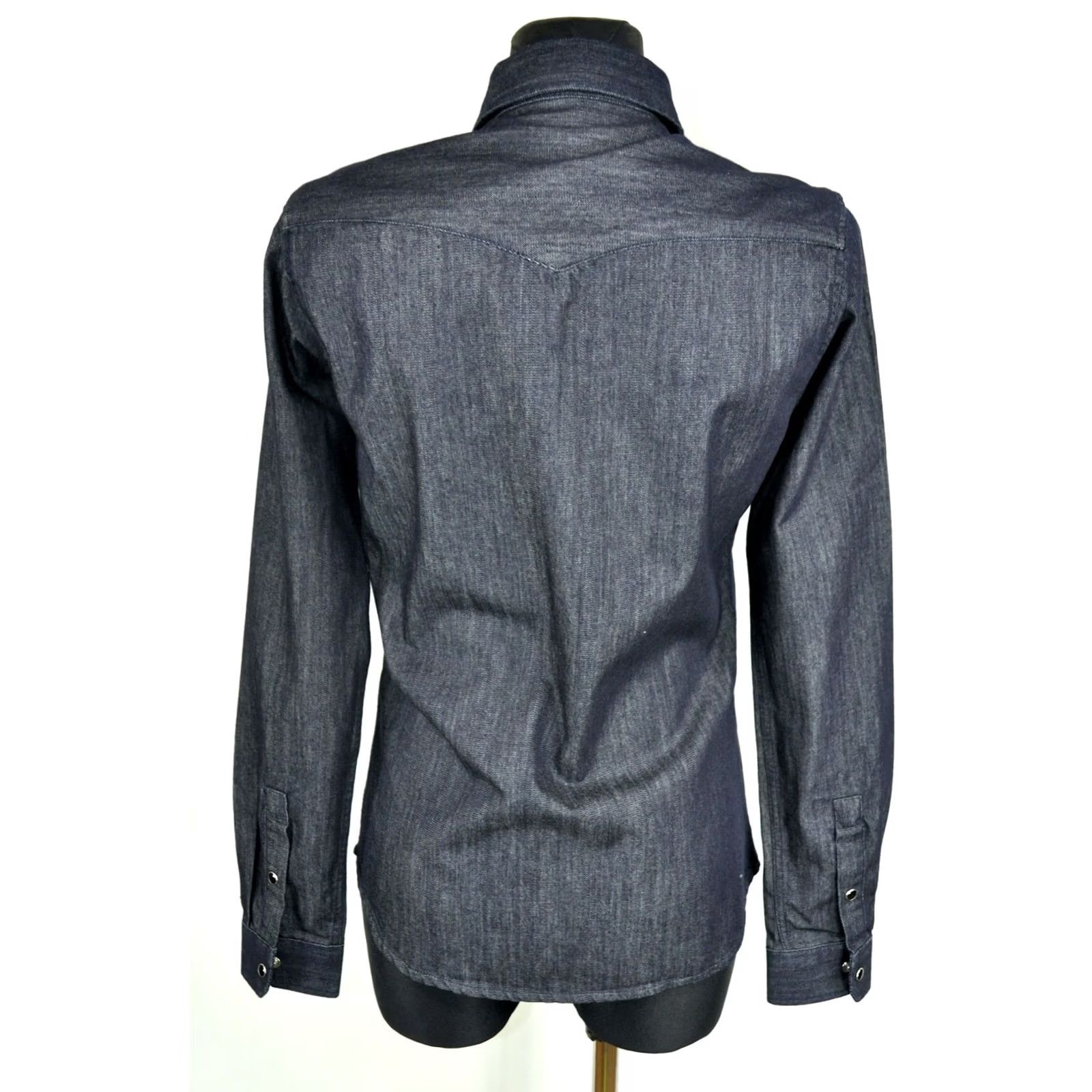 The Kooples The Kooples Shirt Women's XS Denim Leather Western Collared Button-Up Long Sleeve Blue Casual Vintage? Size XS / US 0-2 / IT 36-38 - 4 Thumbnail