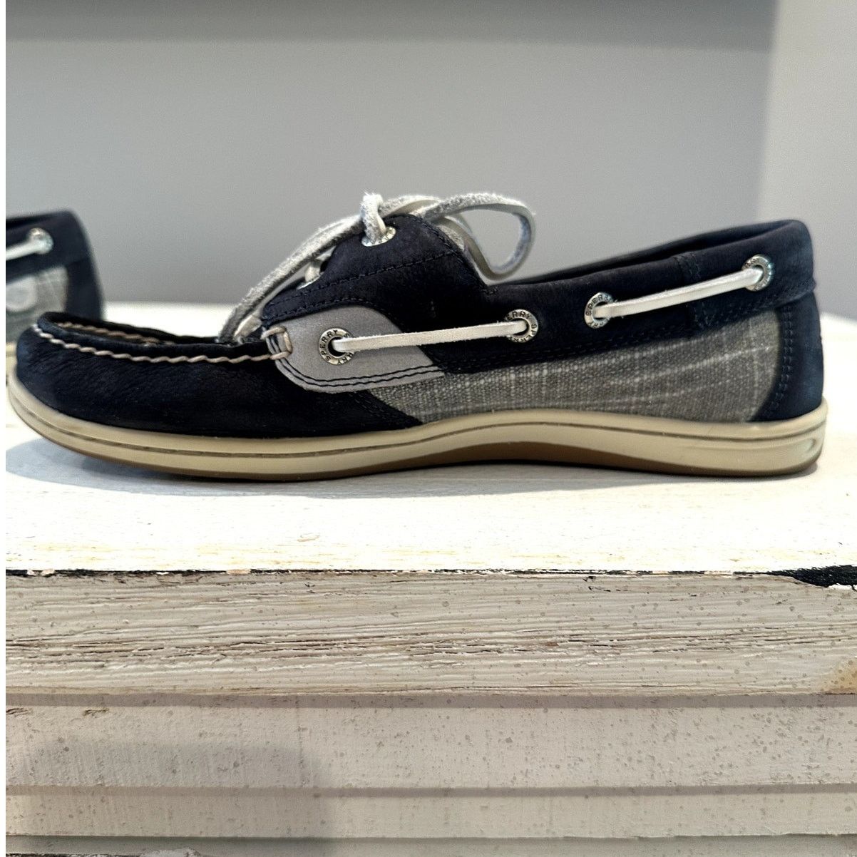Sperry Sperry Top Sider Kolish Textured Boat Shoe Navy Gray 8M Size US 8 / IT 38 - 6 Thumbnail