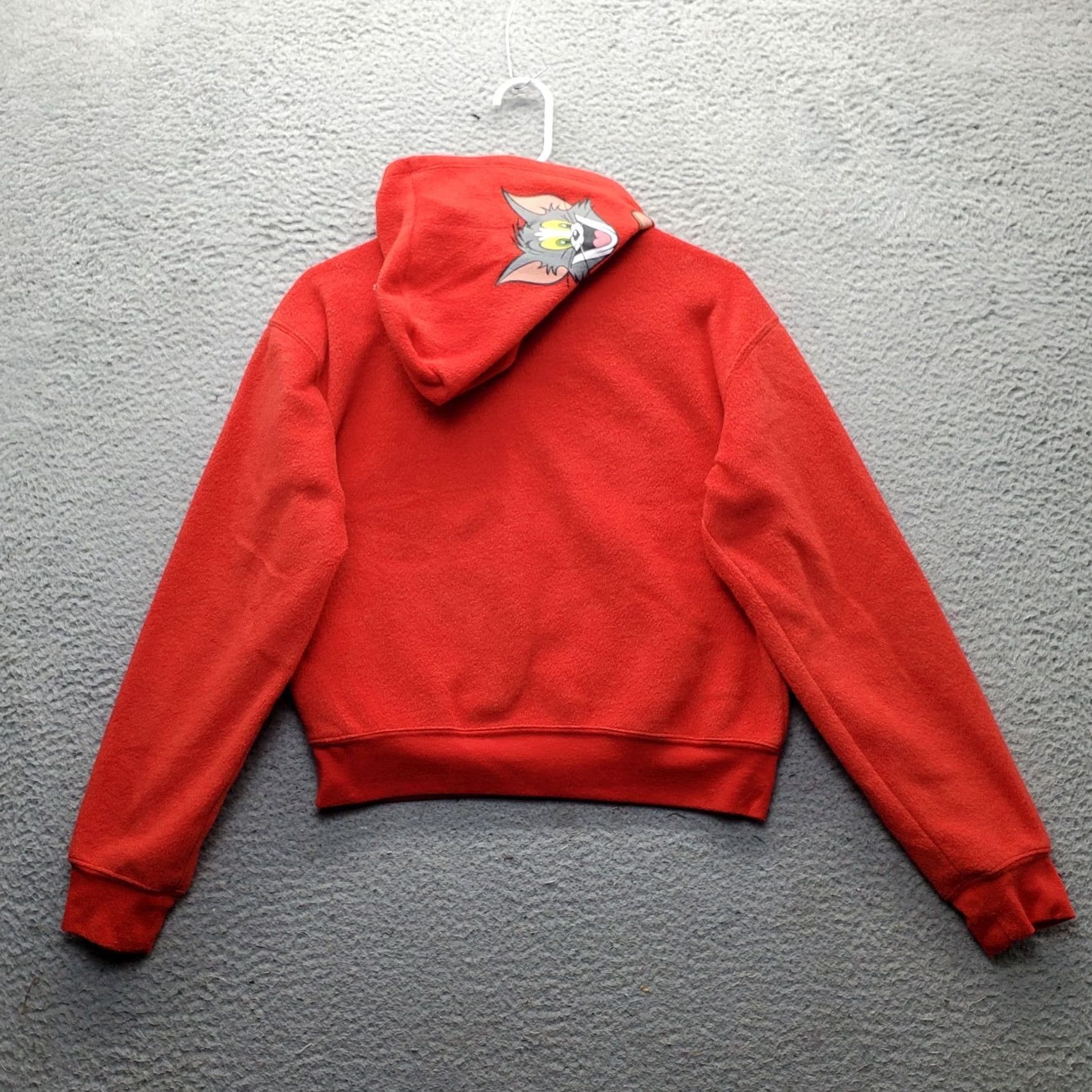 Vintage Tom & Jerry Hoodie Womens Small Red Fleece Graphic Print Raglan Sleeve Pullover Size S / US 4 / IT 40 - 2 Thumbnail