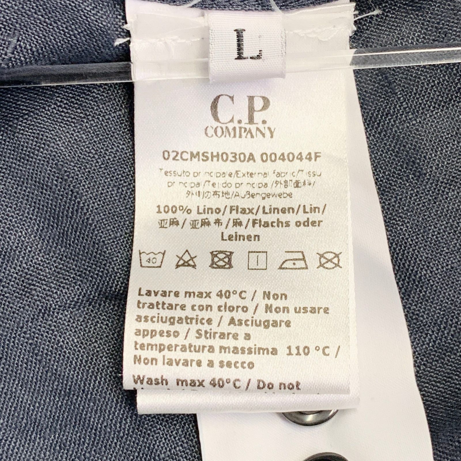 C.P. Company Grey Linen One Pocket Spread Collar Long Sleeve Shirt Size US L / EU 52-54 / 3 - 8 Thumbnail