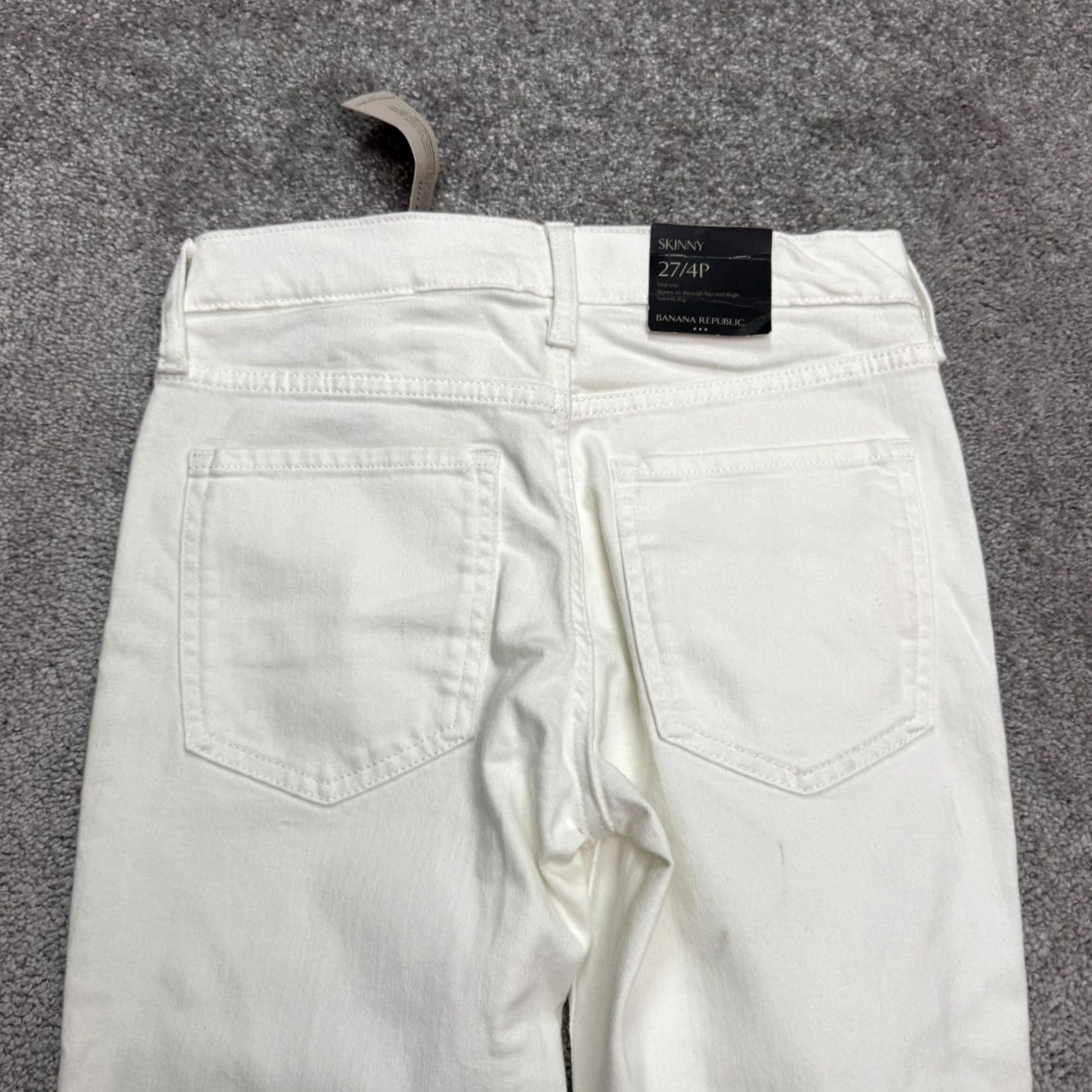 Vintage VINTAGE Banana Republic MR Skinny Denim Jeans Womens 27/4P White Mid Rise Cotton Stretch Size 40" / US 18 - 4 Thumbnail