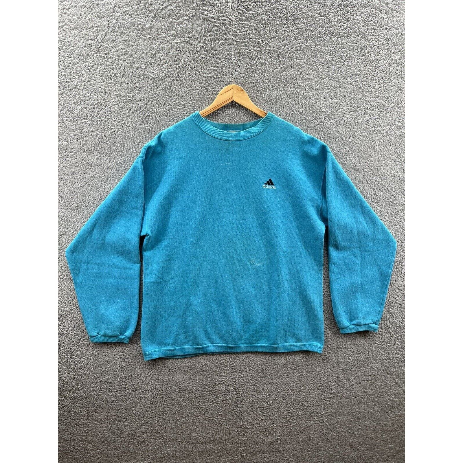 Vintage 90's Adidas Teal Blue Crewneck Sweatshirt Size Large