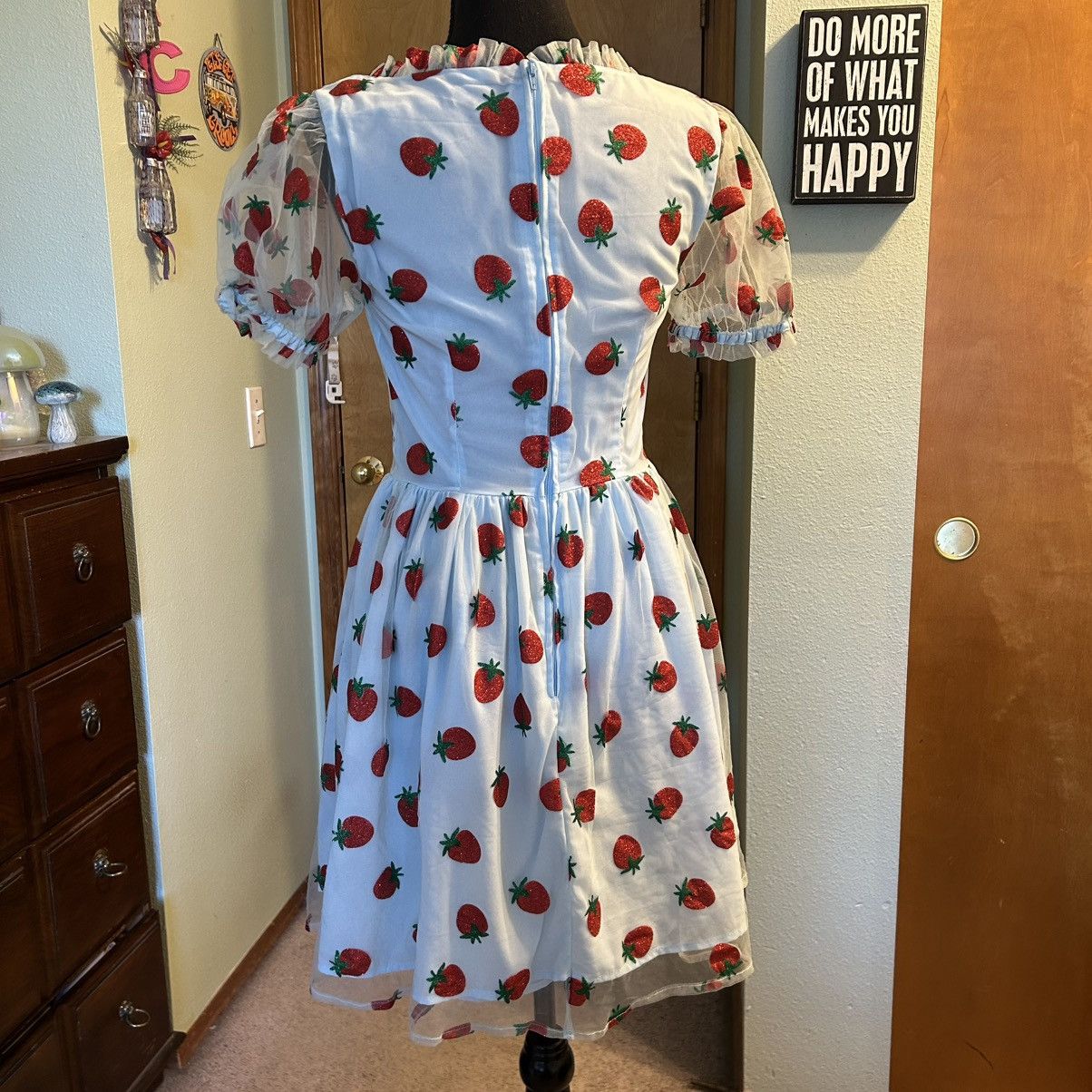 Other Smak Parlour light blue sheer mesh overlay strawberries S Size S / US 4 / IT 40 - 3 Thumbnail