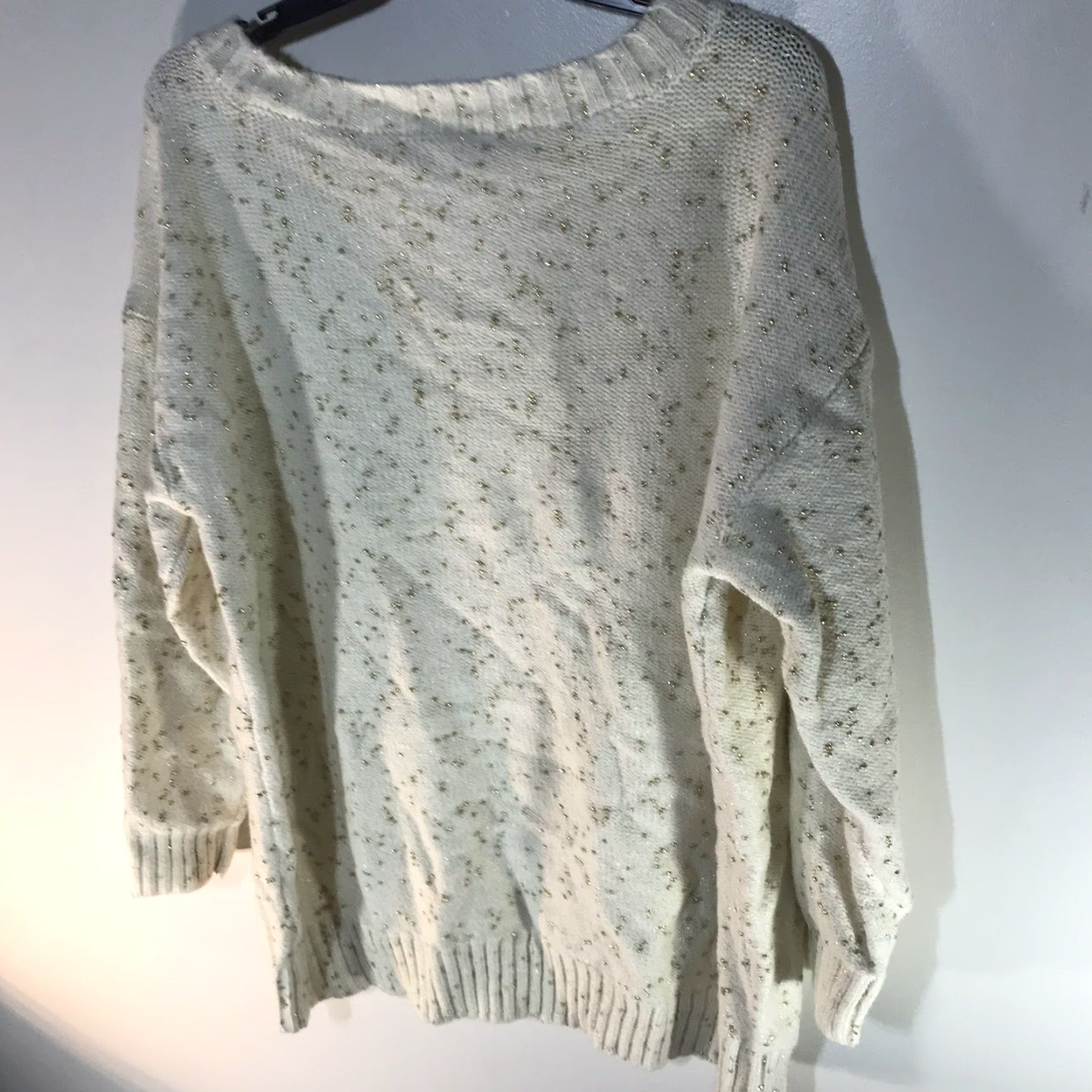 Vintage G By Giuliana Cream Glittery Gold Dots Tight Knit Sweater Womens Size 3X Size XXL / US 16-18 / IT 52-54 - 5 Thumbnail