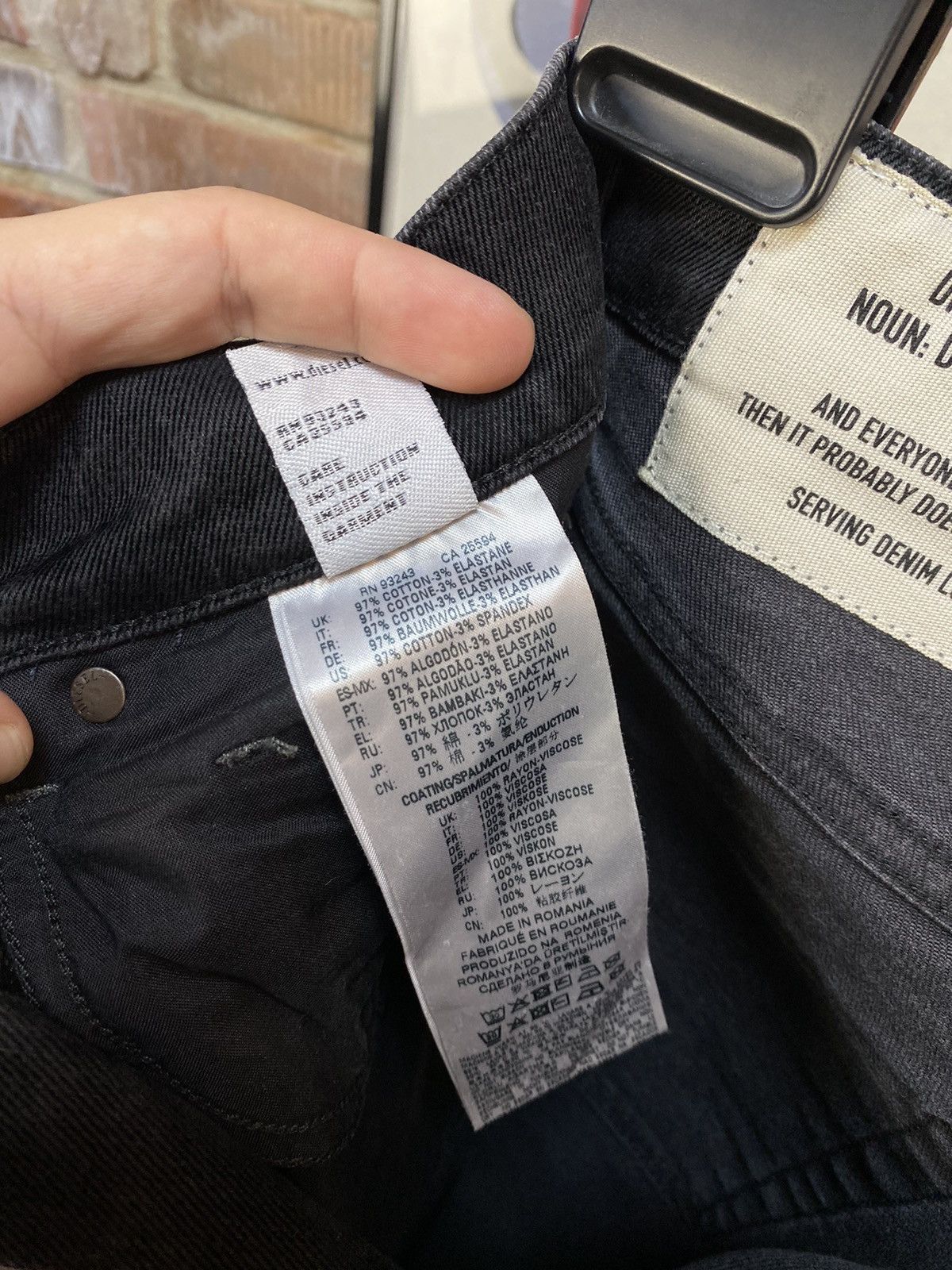 Diesel Diesel D-Strukt Tapered Stretch Black Jeans Size US 30 / EU 46 - 13 Thumbnail