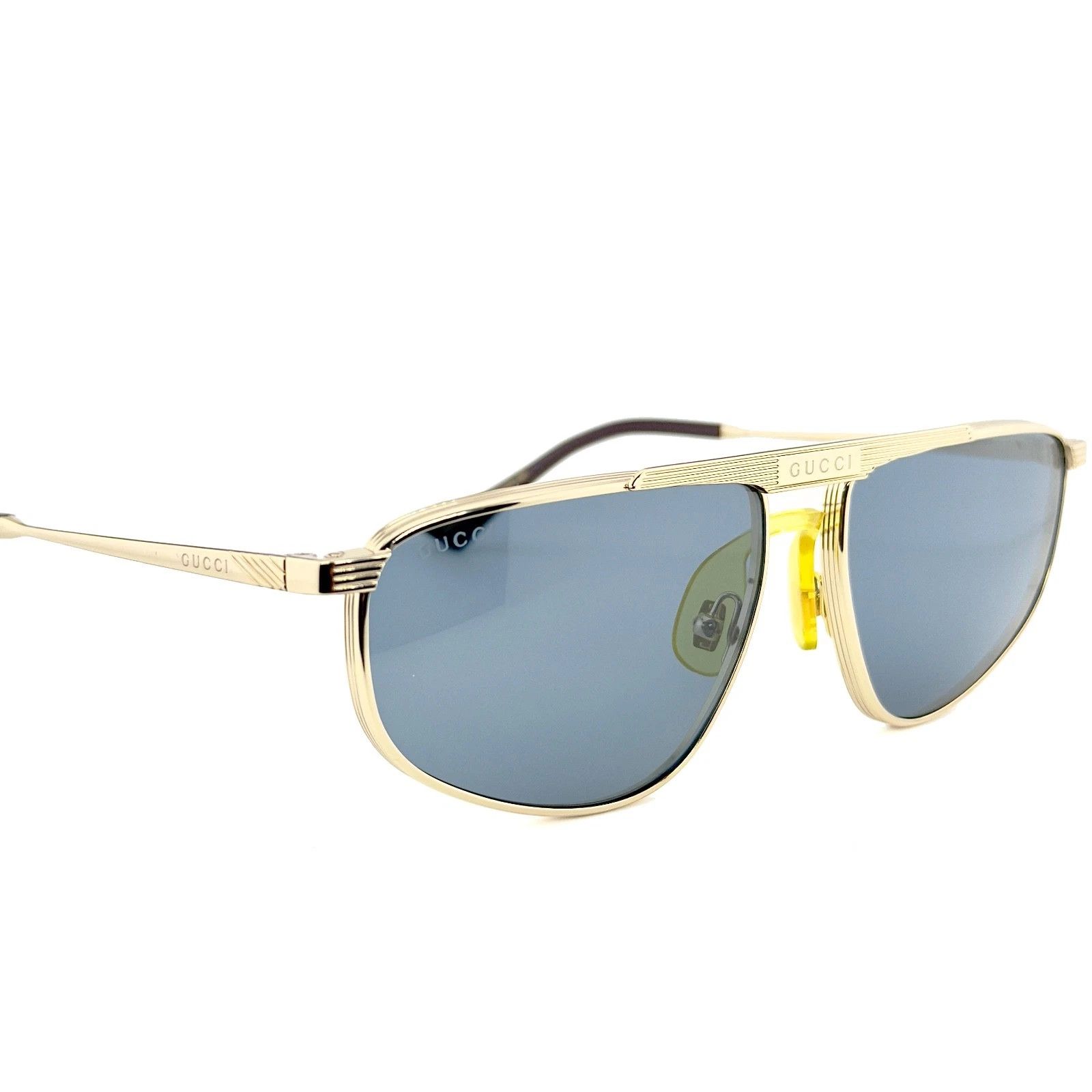 Gucci GUCCI 0841 Gold Blue Logo Narrow GG0841S Sunglasses 003 Size ONE SIZE - 8 Thumbnail