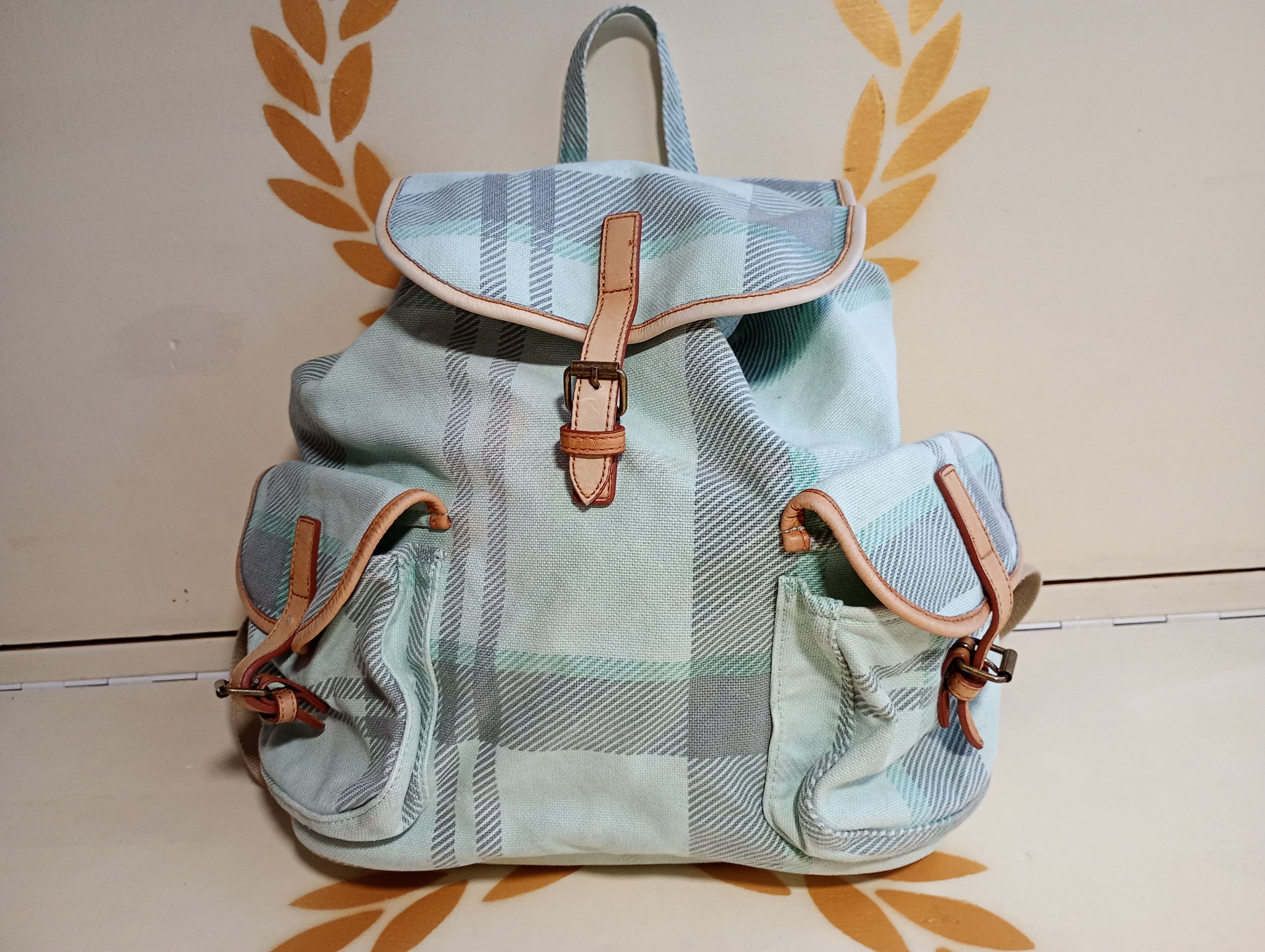Barbour Barbour Rucksack Check Backpack Green Cotton Leather Size ONE SIZE - 2 Thumbnail
