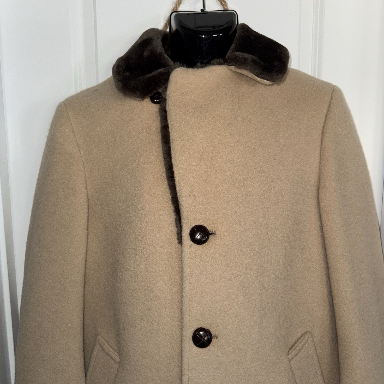 Pendleton Vintage Pendleton Mens 40 Camel Virgin Wool Coat Brown Fur Size US XXS / EU 40 - 5 Thumbnail