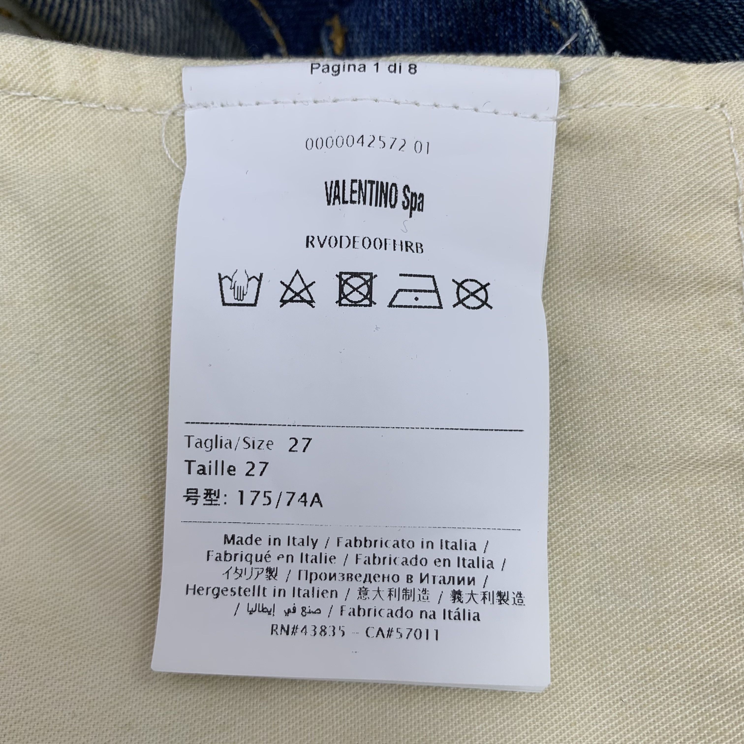 Valentino Valentino Blue Logo Print Cotton Denim Jeans (Size 27) Size 27" / US 4 / IT 40 - 3 Thumbnail