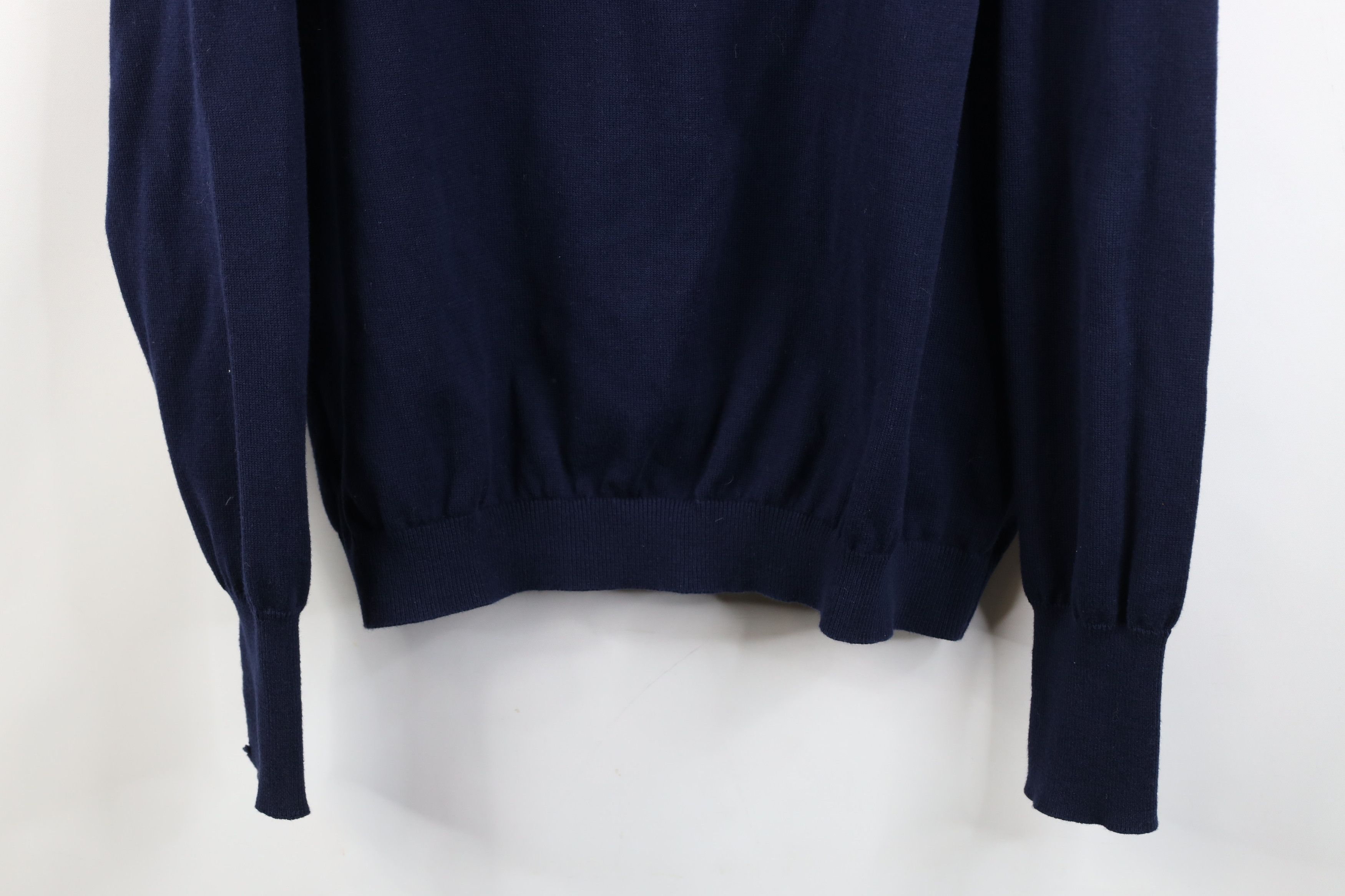 Lands' End Vintage 90s Lands End Cotton Ribbed Knit V-Neck Sweater Navy Size US L / EU 52-54 / 3 - 11 Thumbnail