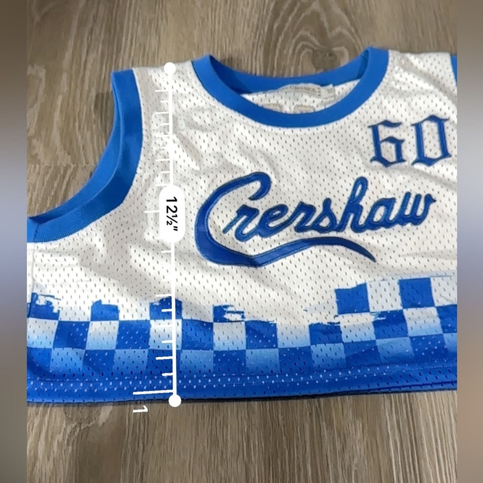 Crenshaw Nipsey Crenshaw Hussle 60 Blue & White Cropped Jersey Sz XS Size XS / US 0-2 / IT 36-38 - 6 Thumbnail