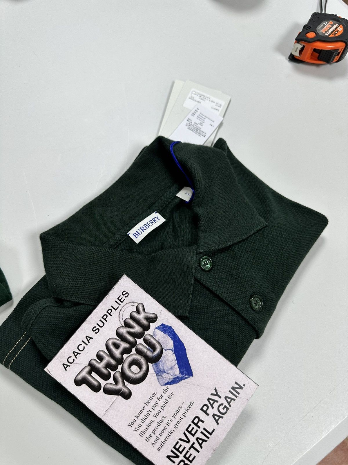 Burberry BURBERRY GREEN Polo Shirt with Embroidered Hem Size US S / EU 44-46 / 1 - 4 Thumbnail